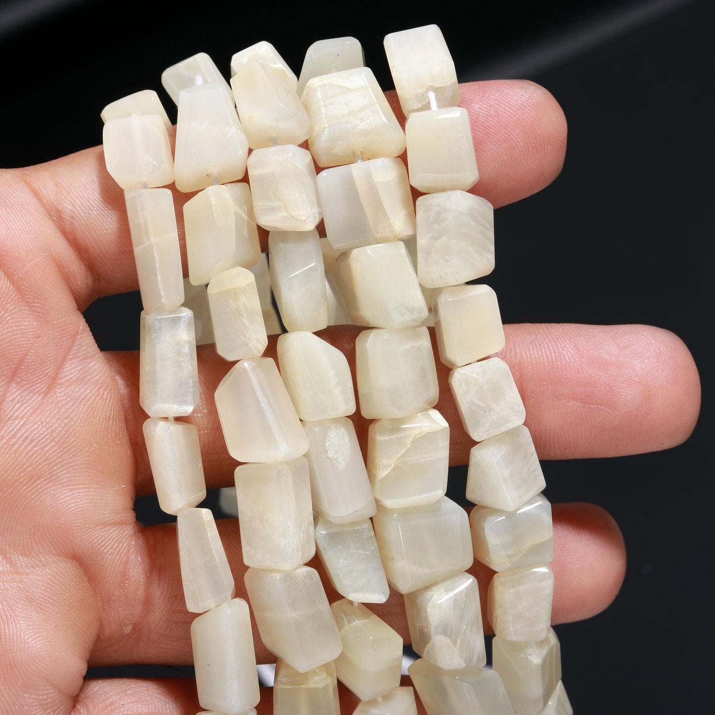 White Moonstone Faceted Tumble Beads Natural White Moonstone Gemstone Nuggets Beads for Handmade Designer Jewelry Necklace Earrings Making
