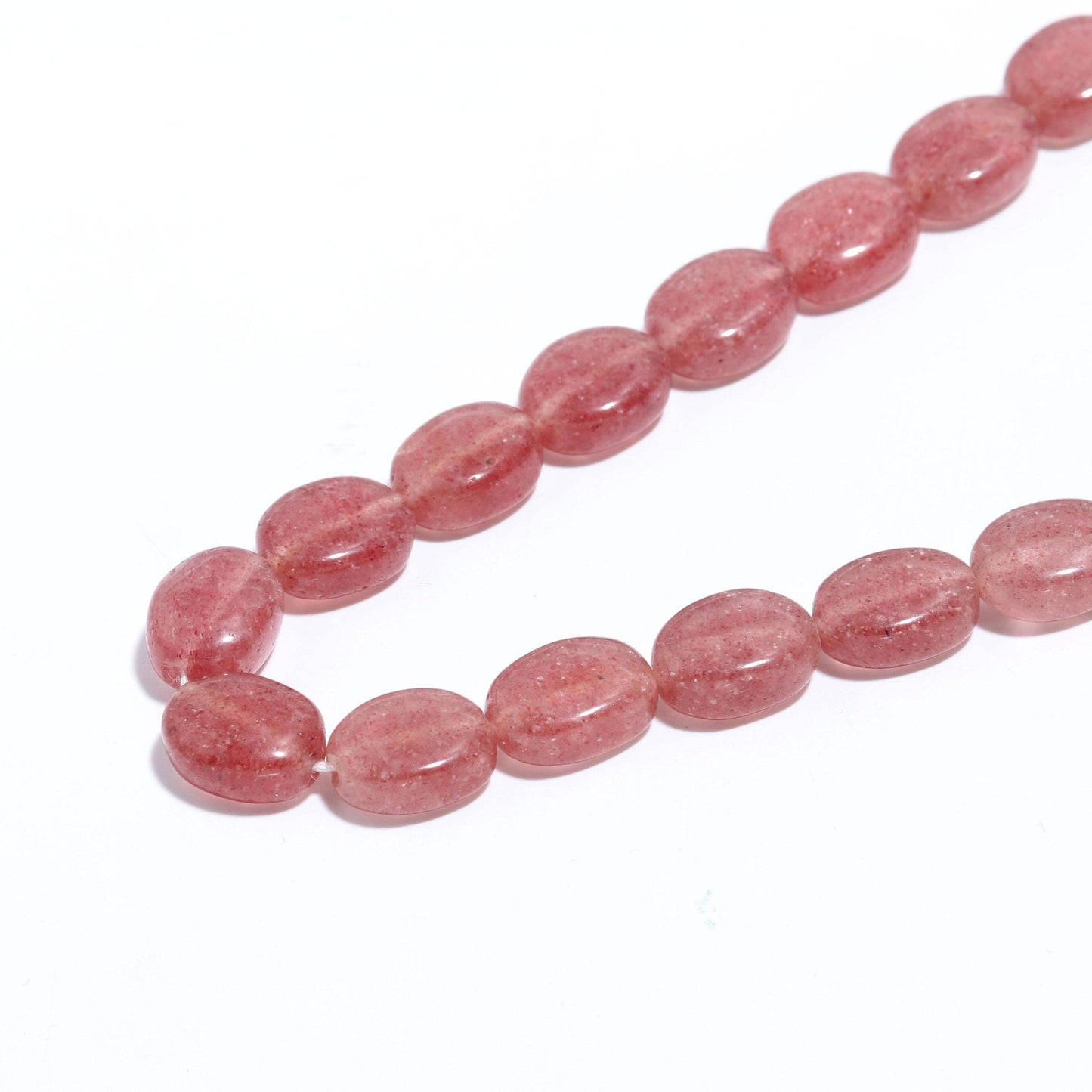 Pink Strawberry Smooth Oval Shape Beads 8x11 MM Natural Strawberry Beads 15" Strand for Jewelry Designer Necklace Pendant Bracelet Making