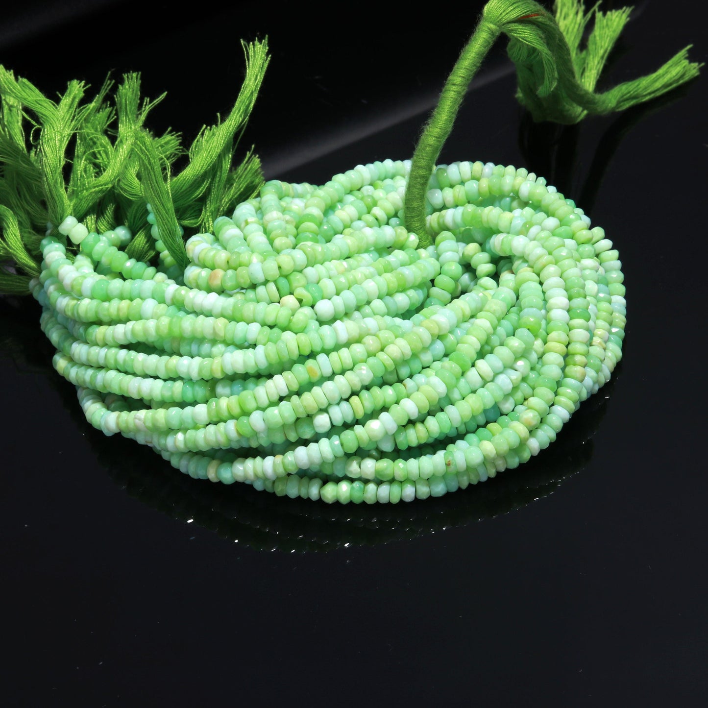 Green Opal Faceted Rondelle Beads 4.5-5 MM Green Opal Rondelle Beads Natural Opal Rondelle Gemstone Beads for Jewelry Making & Reselling