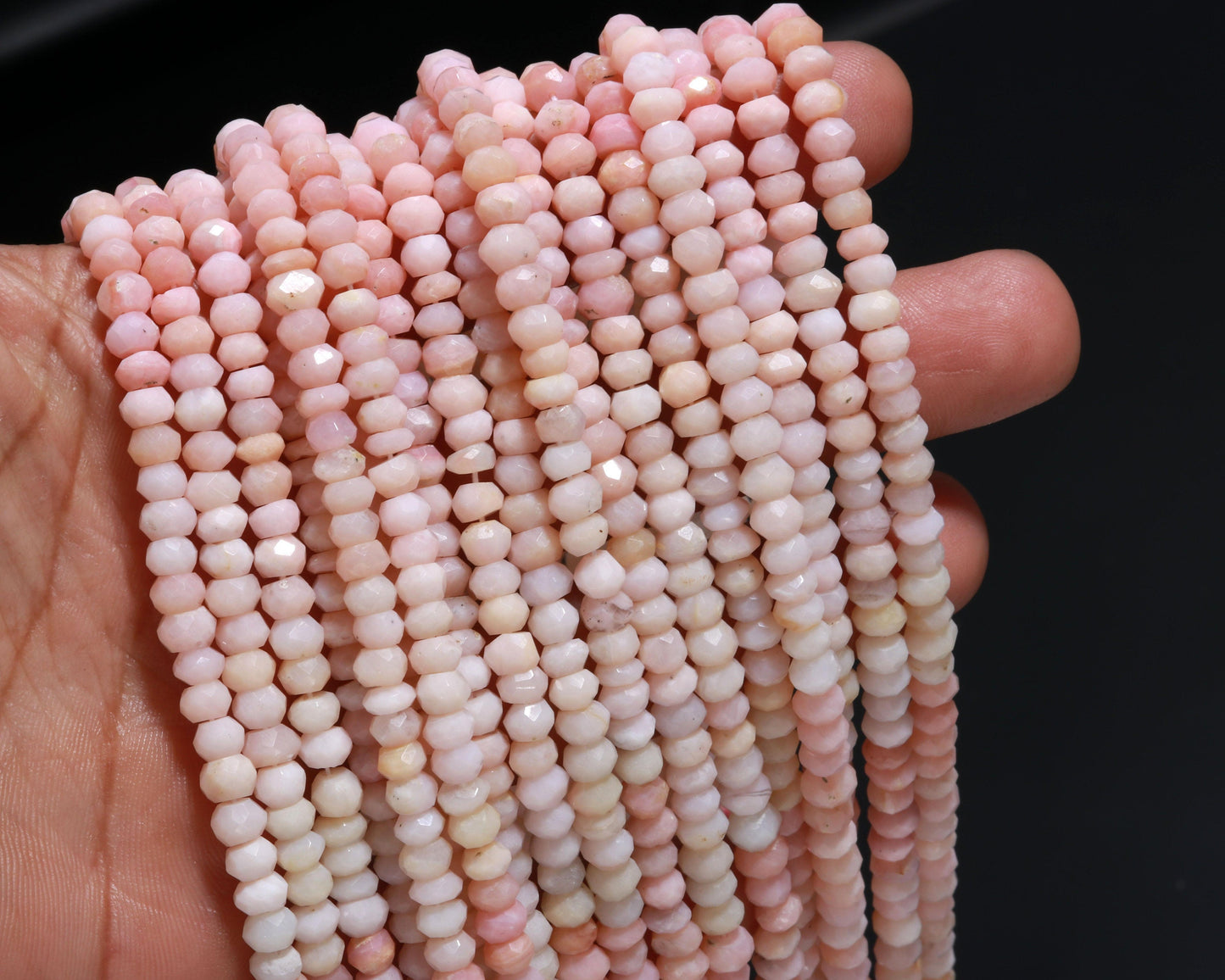 Shaded Pink Opal Faceted Rondelle Beads Natural Pink Opal 5 MM Rondelle Gemstone Bead for Handmade Designer Jewelry Necklace Bracelet Making