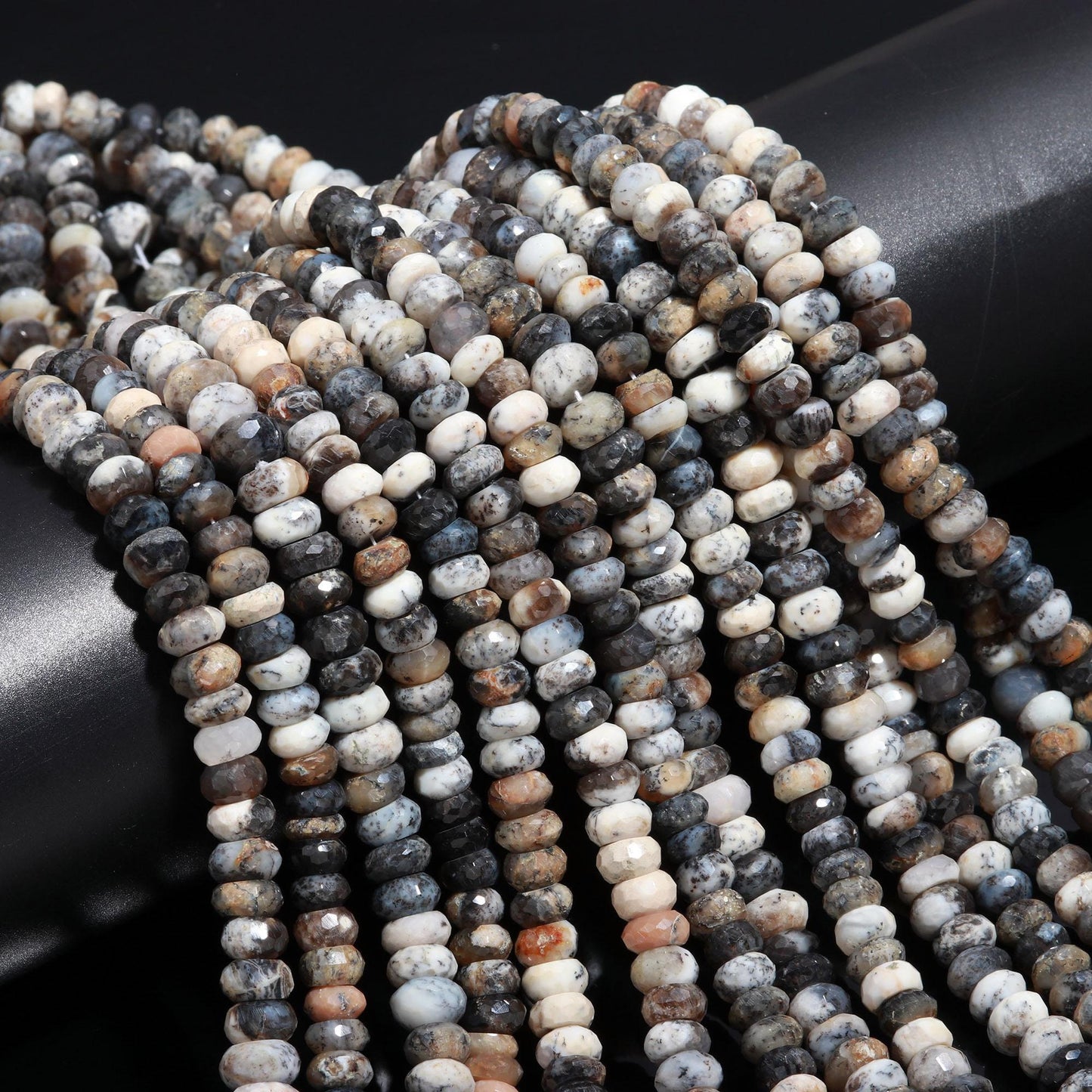 Dendrite Opal Faceted Rondelle Beads Natural Dendrite Opal 9 MM Rondelle Gemstone Beads for Handmade Designer Jewelry Necklace Bracelet