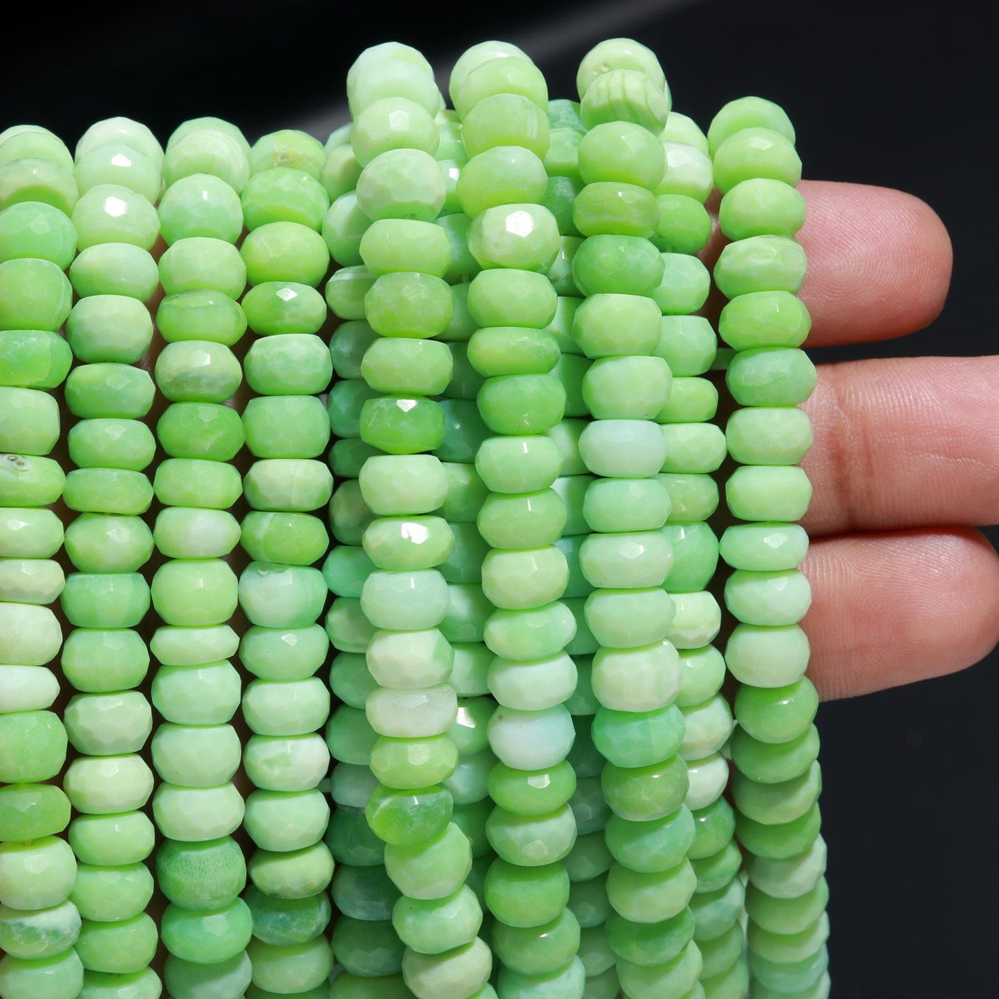 Green Opal Faceted Rondelle Beads Natural Shaded Green Opal 8-9 MM Rondelle Gemstone Beads for Handmade Designer Jewelry Necklace Bracelet