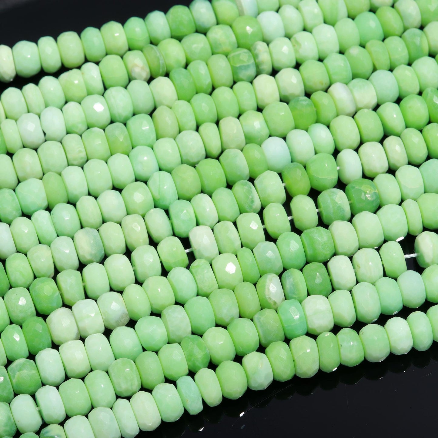 Green Opal Faceted Rondelle Beads Natural Shaded Green Opal 8-9 MM Rondelle Gemstone Beads for Handmade Designer Jewelry Necklace Bracelet