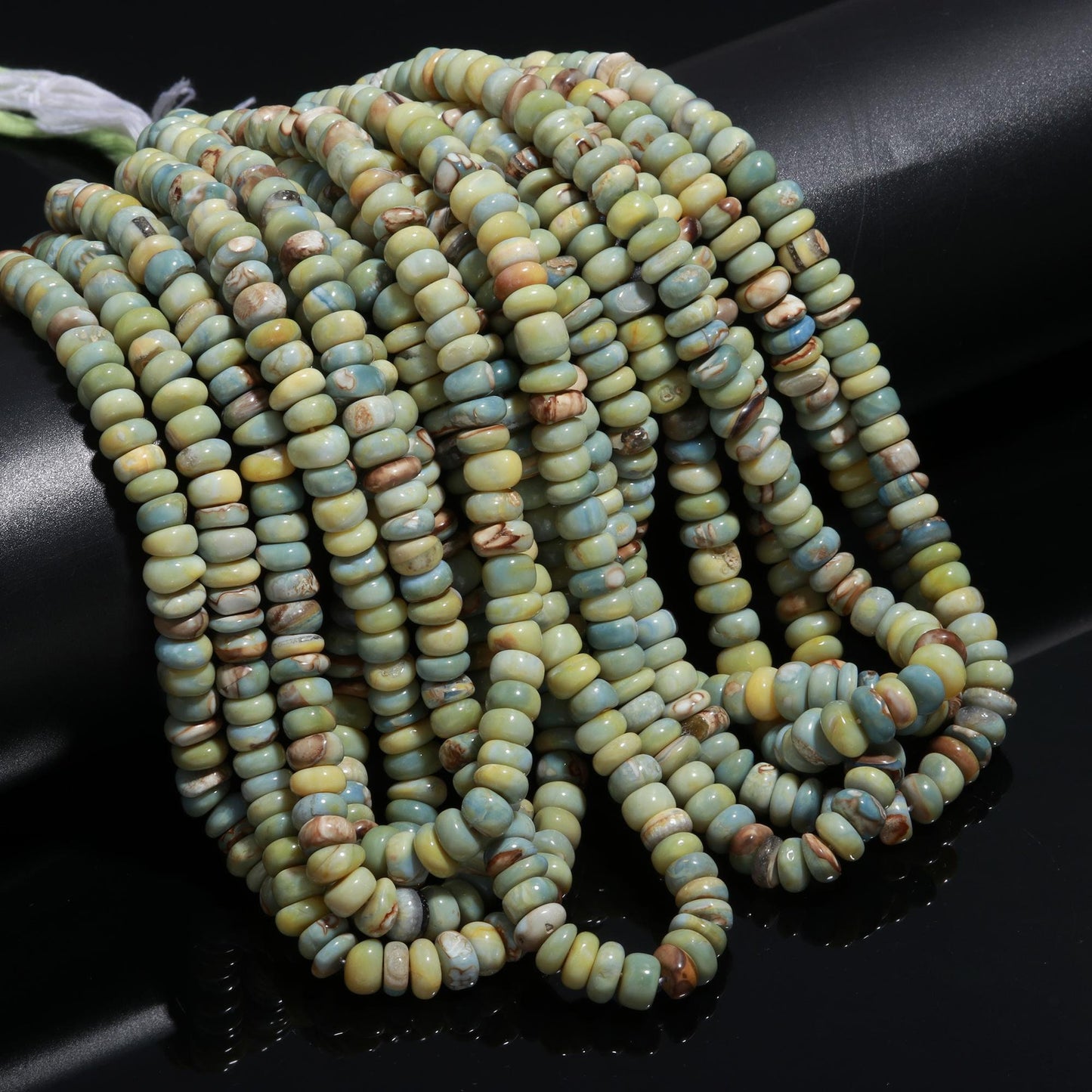 Cat's Eye Opal Smooth 8-9 MM Rondelle Beads Green Dot Plain Rondelle Opal Beads Smooth Opal Beads for Jewelry Necklace Bracelet Making Craft