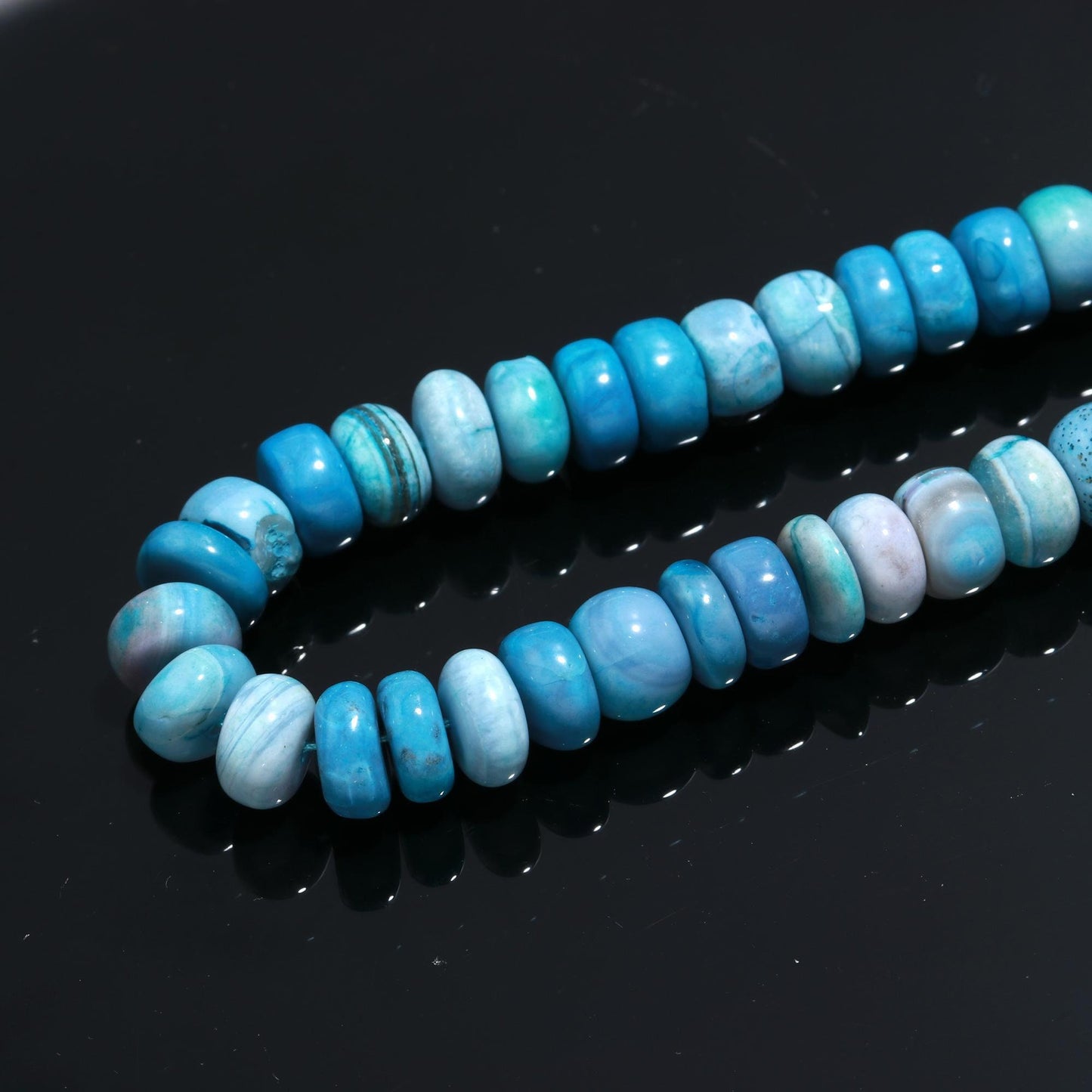 Blue Opal Smooth Rondelle Beads Royal Blue Opal Beads Royal Blue Rondelle 9-10 MM Gemstone Beads for Handmade Jewelry Necklace Making Craft