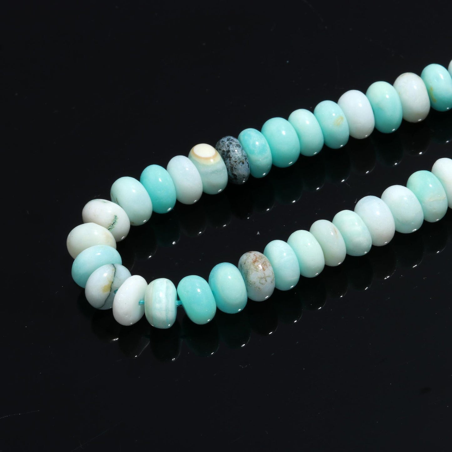 Sky Blue Opal Smooth Rondelle Beads Sky Blue Opal Rondelle 8-9 MM Gemstone Beads for Handmade Designer Jewelry Necklace Bracelet Making