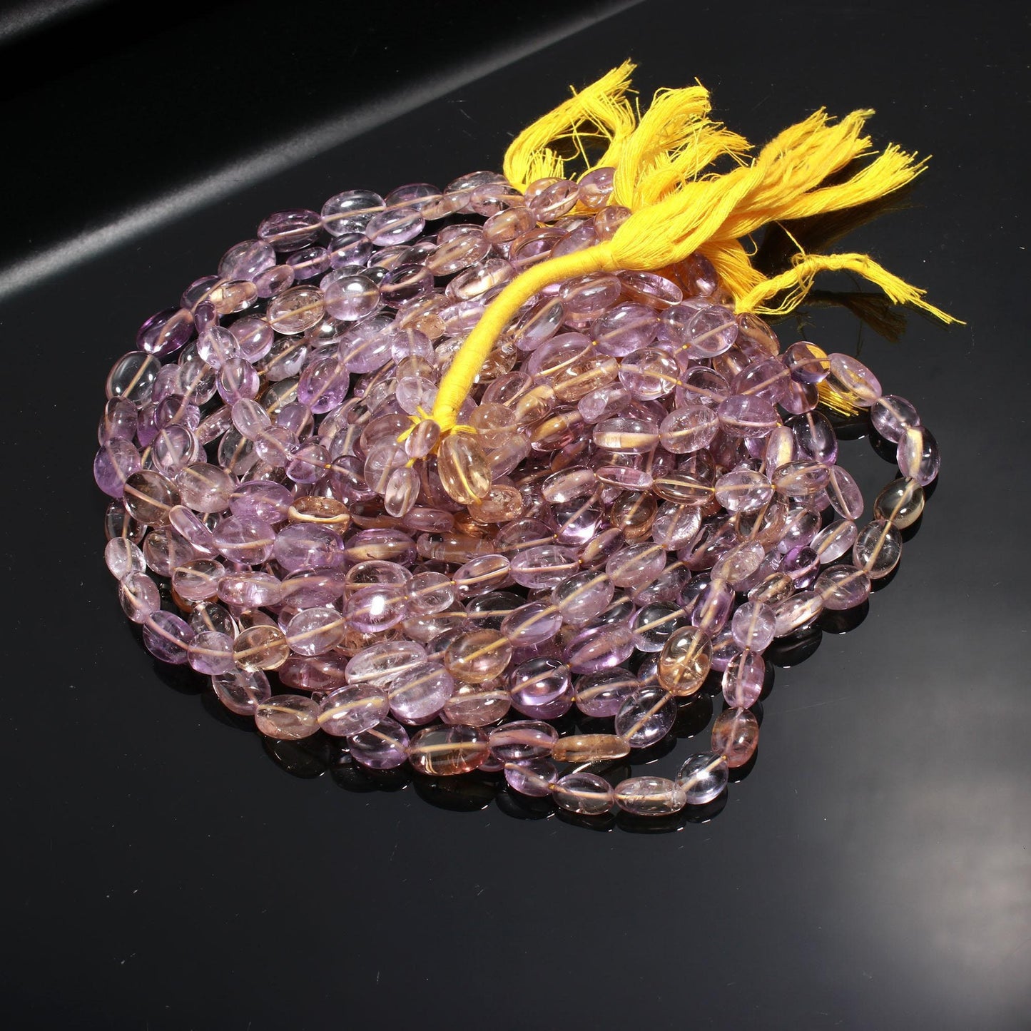 AAA Natural Hand Polish Ametrine Smooth Oval Shape Beads, Purple Gold Ametrine Oval Beads, 8X11-9x13 MM Ametrine Oval Smooth Beads