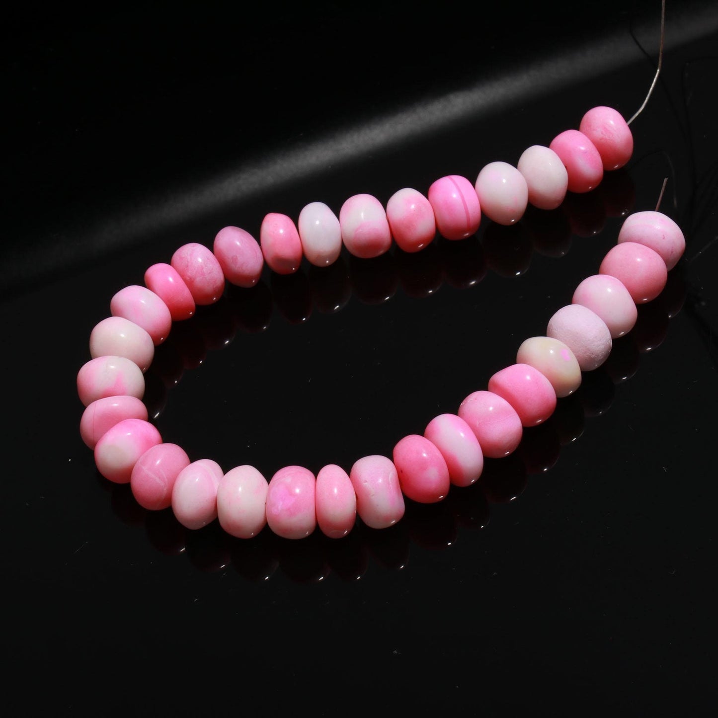 Shaded Pink Opal Smooth Rondelle Beads Pink Opal Opal 9-10 MM Rondelle Gemstone Beads for Handmade Designer Jewelry Necklace Bracelet Making