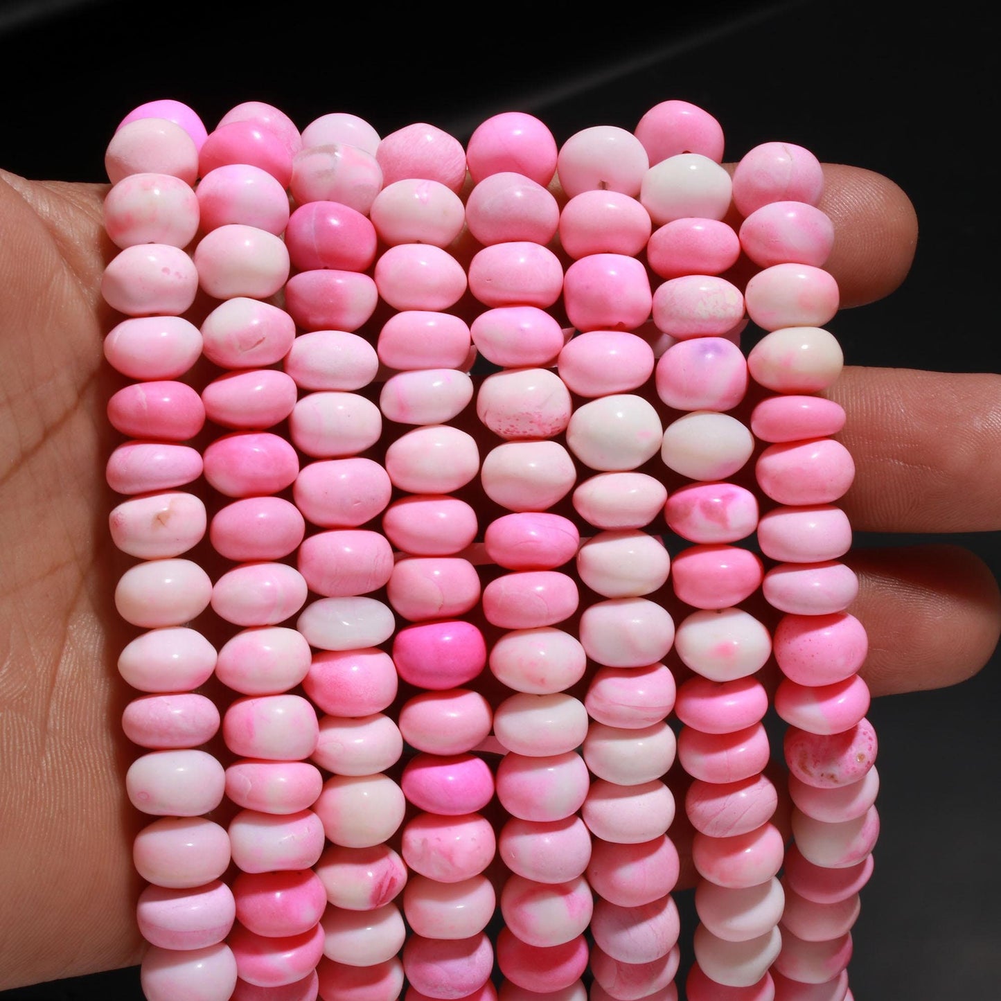 Shaded Pink Opal Smooth Rondelle Beads Pink Opal Opal 9-10 MM Rondelle Gemstone Beads for Handmade Designer Jewelry Necklace Bracelet Making