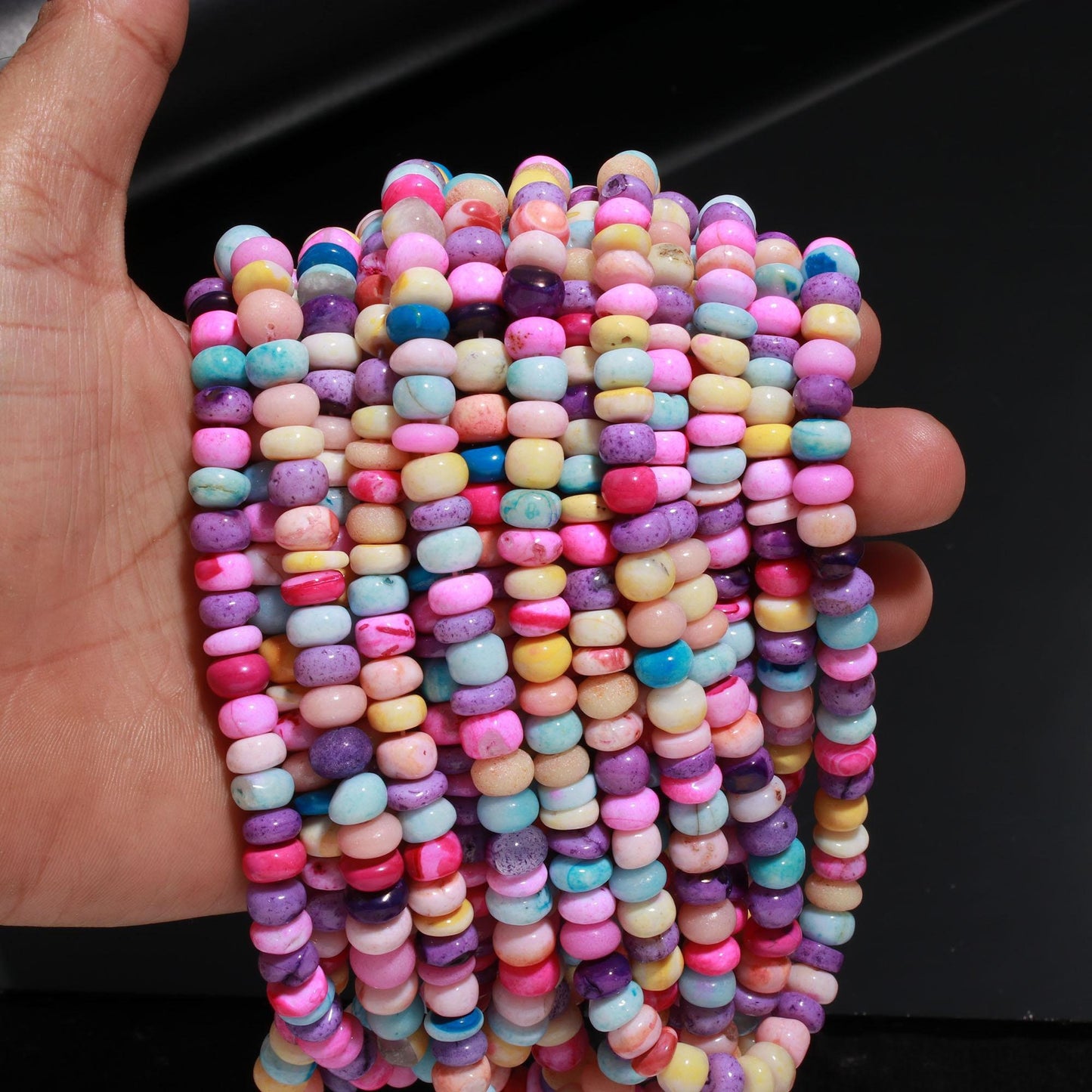 Multi Color Opal Smooth Rondelle Shape Colorful Disco Gemstone Rondelle 9 MM Beads Opal for Handmade Jewelry Necklace Bracelet Making Craft