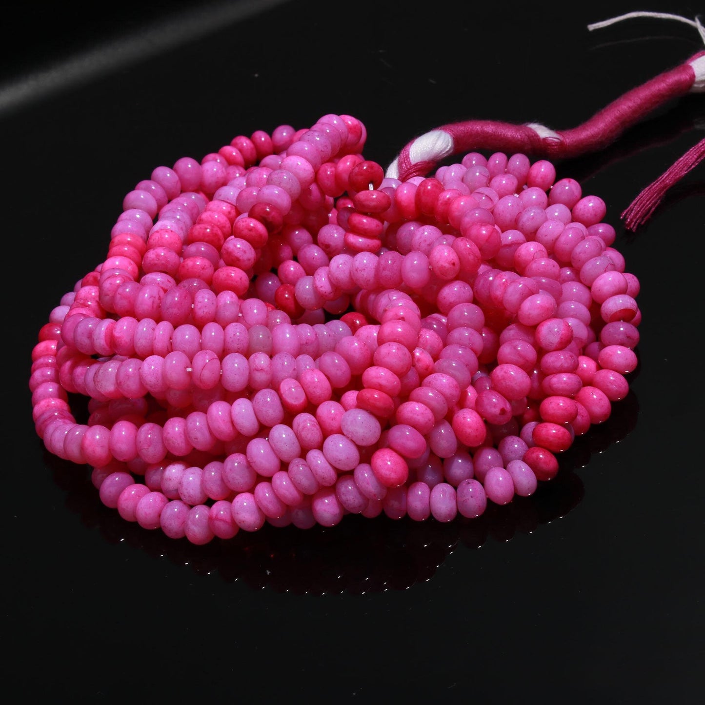 Shaded Pink Color Opal Smooth Beads 6-7 MM Opal Rondelle Gemstone Beads for Handmade Designer Jewelry Necklace Bracelet Making & Reselling