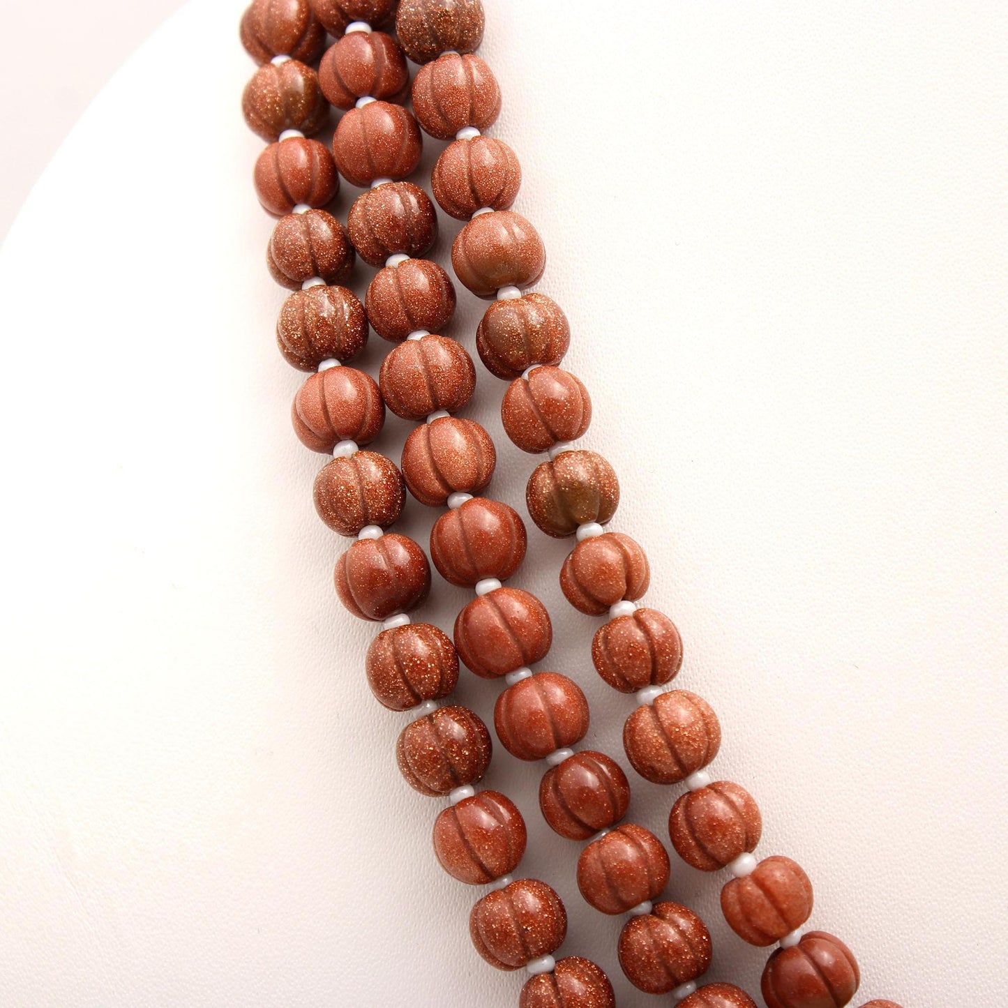 3 Strands Red Jasper Necklace Natural Red Jasper Beads Red Jasper Pumpkin Shape Necklace 6x7 MM for Designer Jewelry with Drawstring Clasp