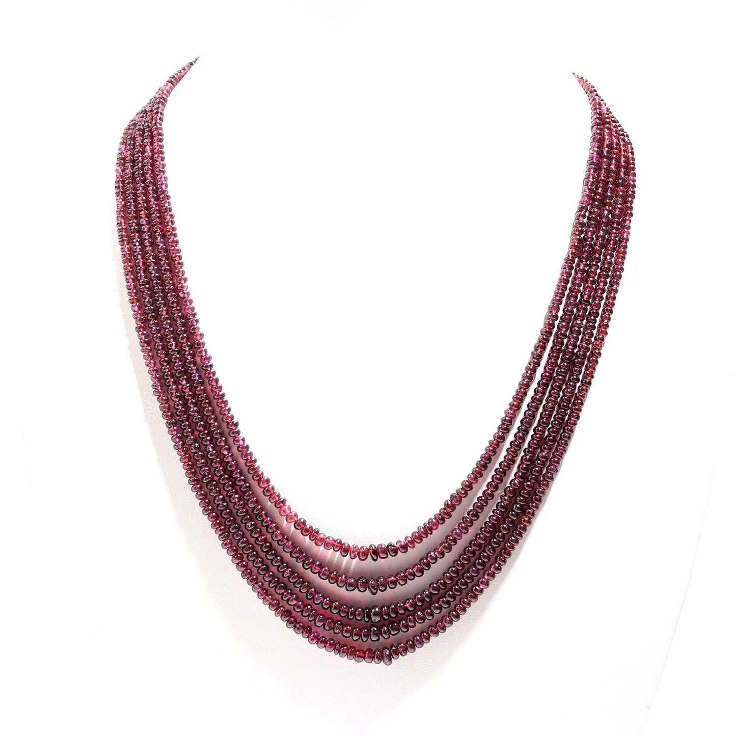 5 Strands Rhodolite Smooth Rondelle Beads Necklace Natural Rhodolite Garnet Necklace Smooth Rondelle Beads Rhodolite Garnet Necklace Jewelry