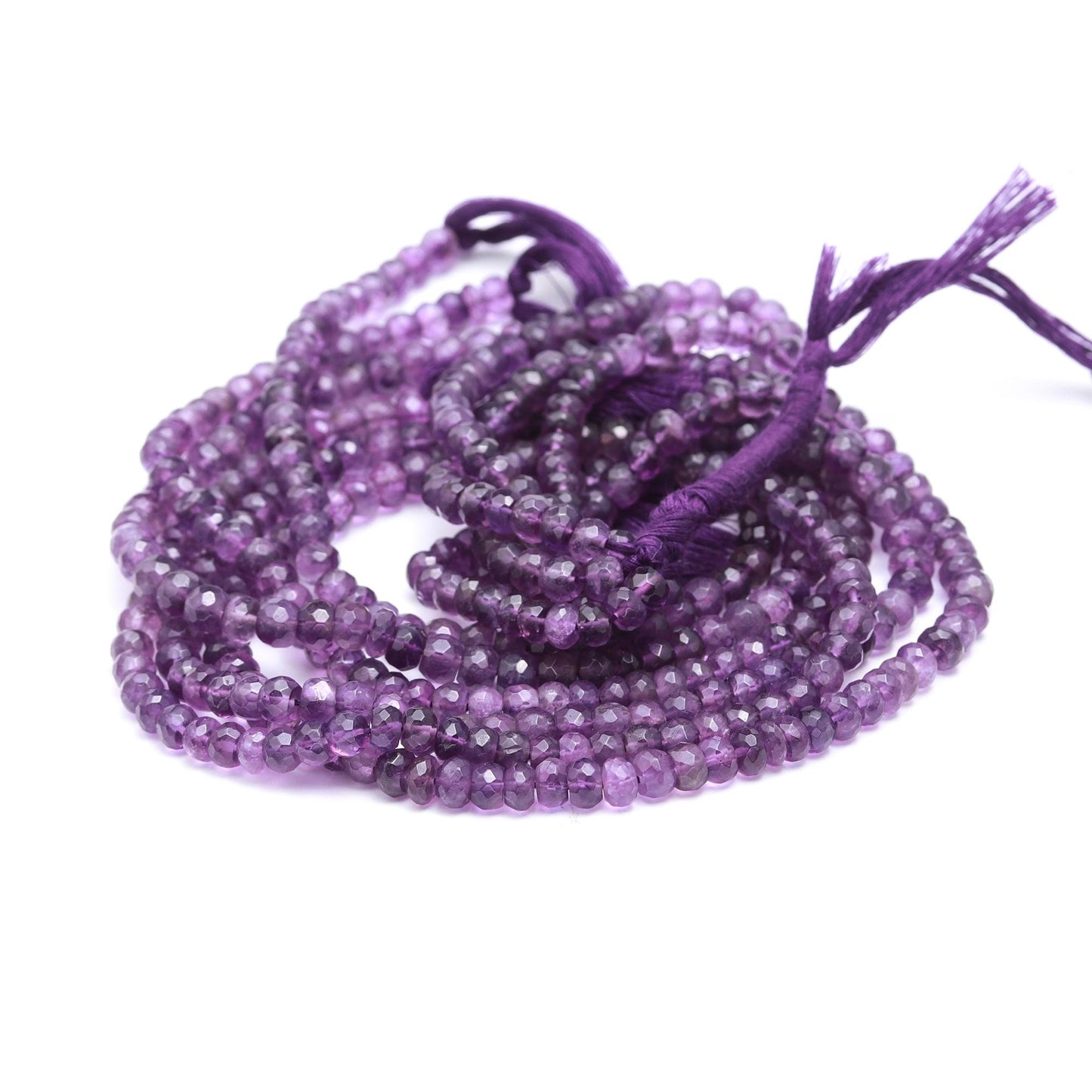 AAA Natural Amethyst Faceted Rondelle Beads 6-7MM Amethyst Gemstone Beads | Amethyst Rondelle Beads Strand