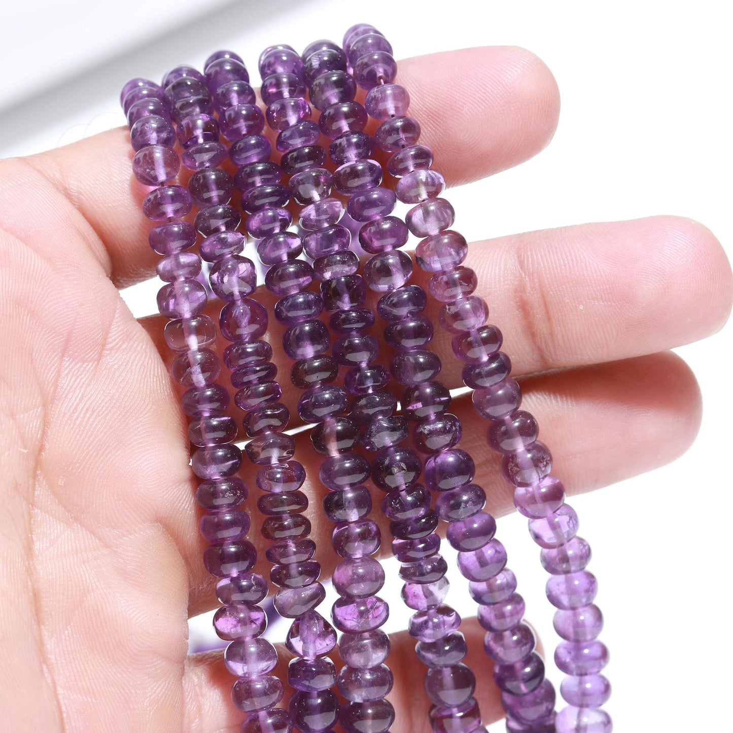 Amethyst Smooth Rondelle Beads Natural Blue Amethyst 5-8 MM In Graduation Rondelle Smooth Beads Designer Jewelry Necklace Making Craft
