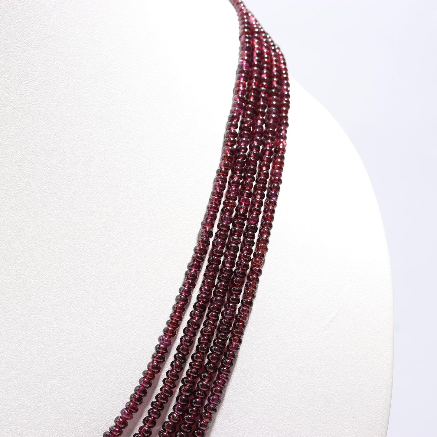 5 Strands Rhodolite Smooth Rondelle Beads Necklace Natural Rhodolite Garnet Necklace Smooth Rondelle Beads Rhodolite Garnet Necklace Jewelry
