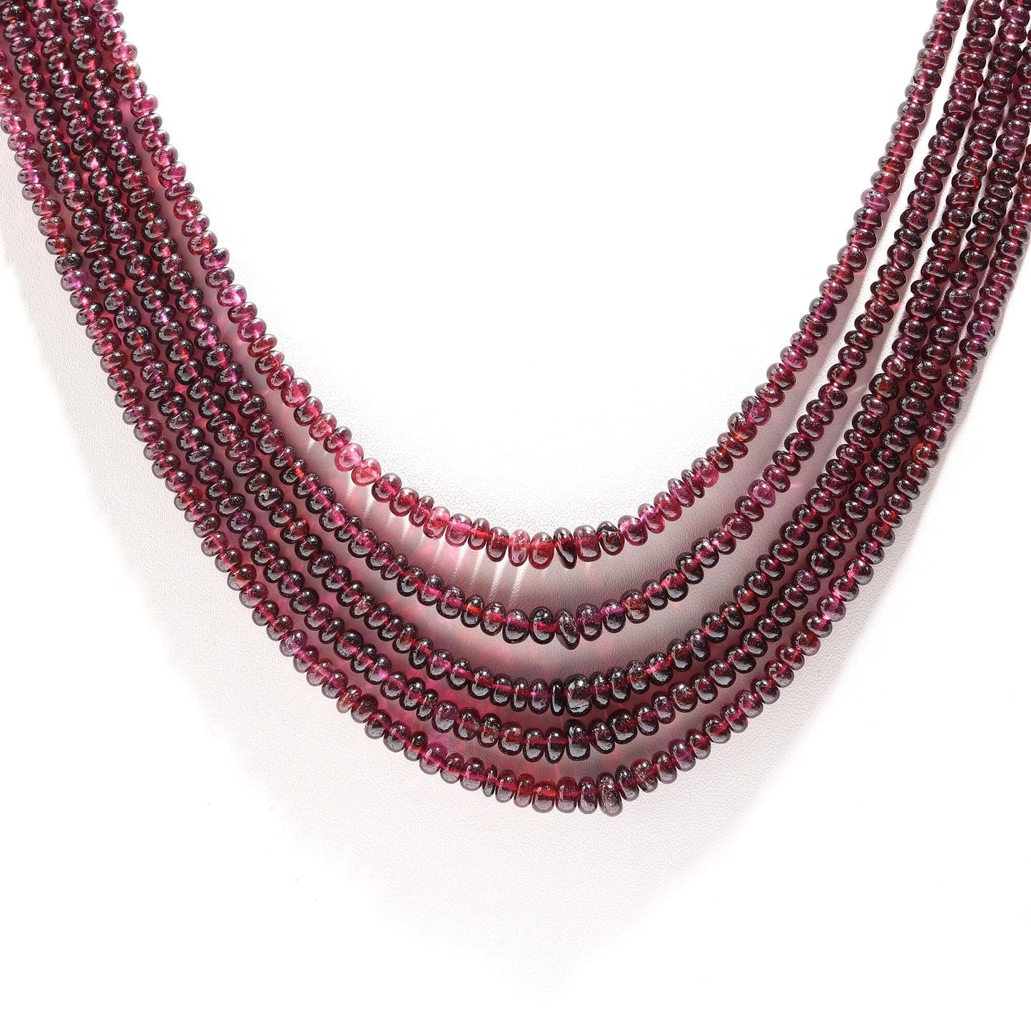 5 Strands Rhodolite Smooth Rondelle Beads Necklace Natural Rhodolite Garnet Necklace Smooth Rondelle Beads Rhodolite Garnet Necklace Jewelry