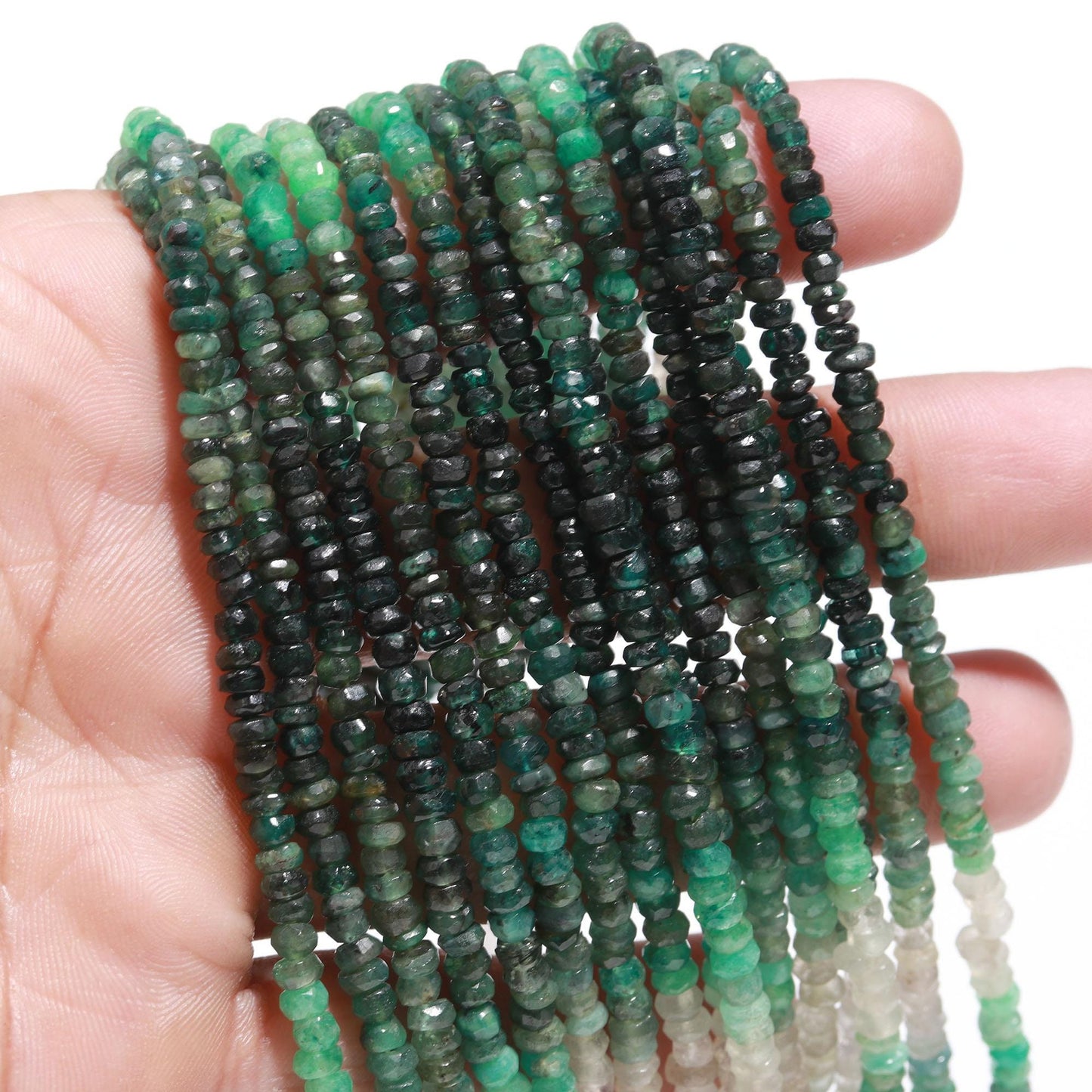 Emerald Faceted Rondelle Natural Emerald Shaded Faceted 3.5-4 MM Gemstone for Handmade Designer Jewelry Bracelet Necklace Earrings Making