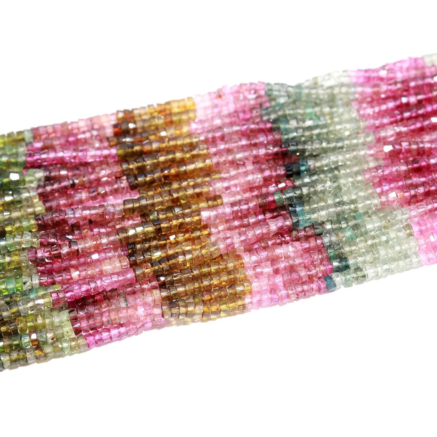 AAA Multi Tourmaline Faceted Washer Beads, 3.5MM Multi Tourmaline Tyre Beads, Faceted Tourmaline Washer Beads, Tourmaline Tyer Faceted Beads