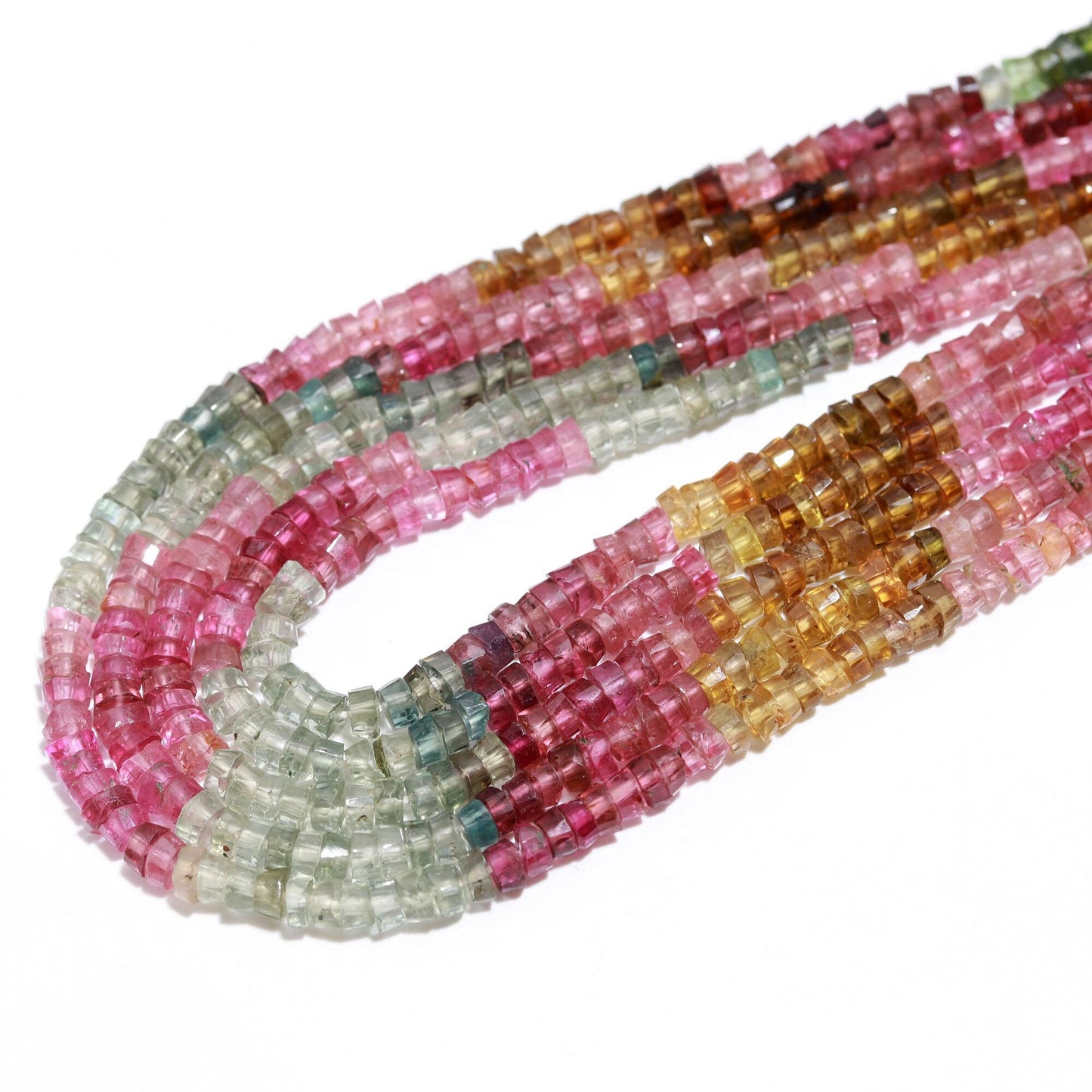 AAA Multi Tourmaline Faceted Washer Beads, 3.5MM Multi Tourmaline Tyre Beads, Faceted Tourmaline Washer Beads, Tourmaline Tyer Faceted Beads