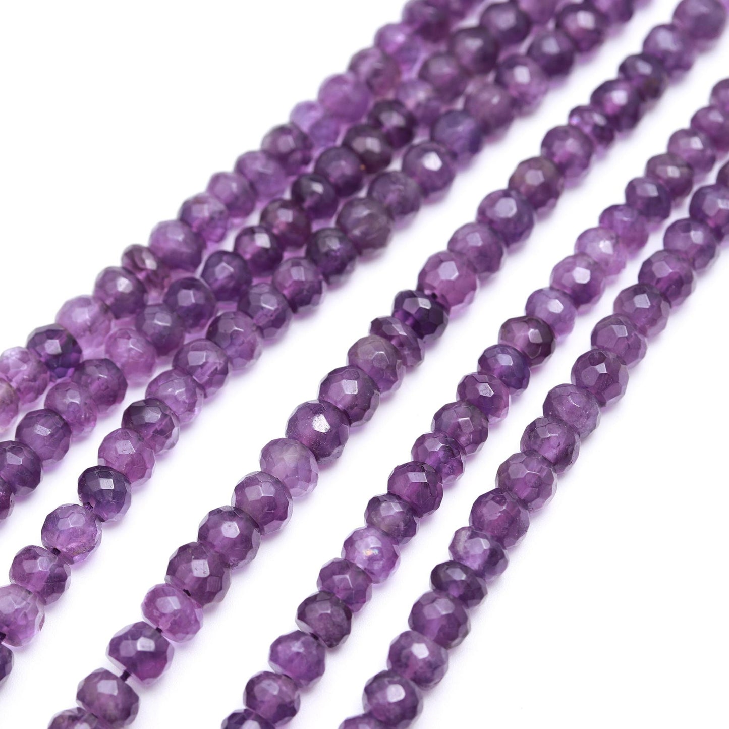 AAA Natural Amethyst Faceted Rondelle Beads 6-7MM Amethyst Gemstone Beads | Amethyst Rondelle Beads Strand