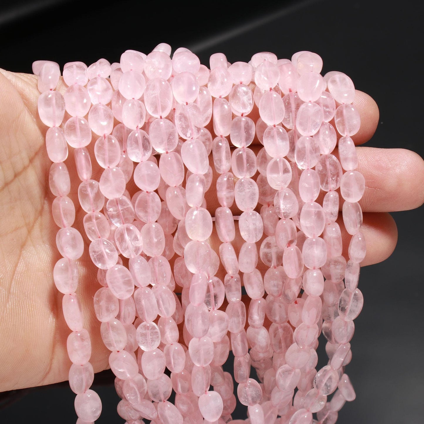 Rose Quartz Oval Shape Smooth Beads Natural Rose Quartz 6x8 MM Oval Beads for Handmade Designer Jewelry Necklace Pendant Earrings Making
