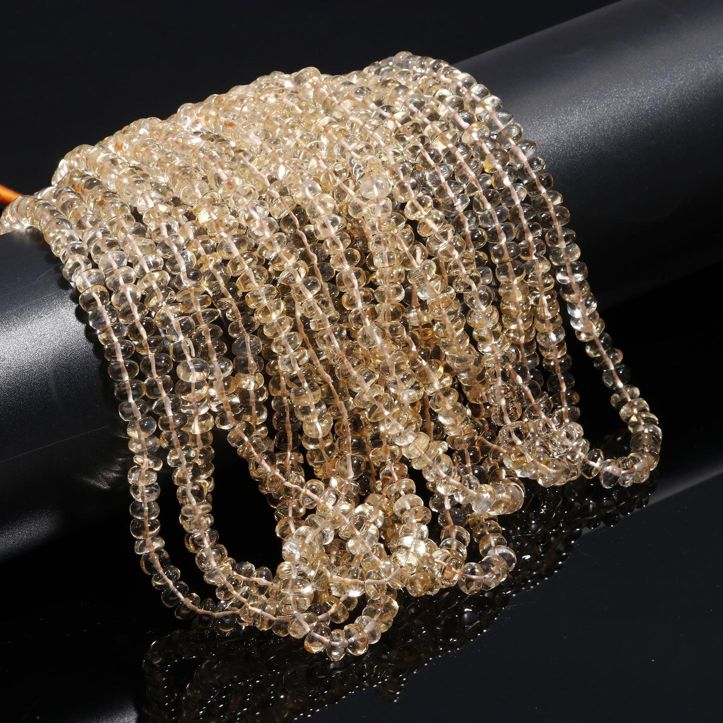 Citrine Smooth Rondelle Beads Natural Citrine Bead 7-8 MM Smooth Bead 16" Strand Citrine Rondelle for Handmade Designer Jewelry Making Craft