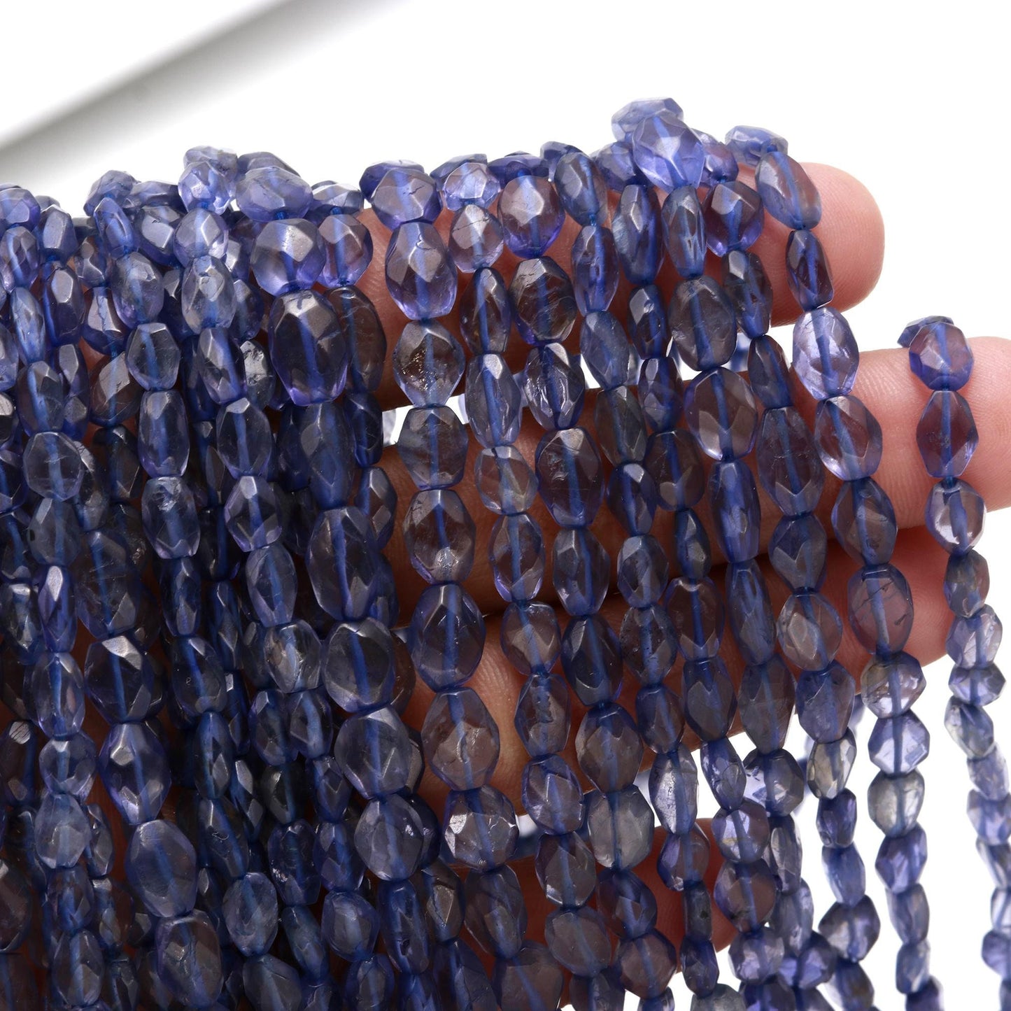 Iolite Oval Shape Faceted Beads Natural 5x6 - 6x8 MM Iolite Oval Shape 12" Strand Gemstone Beads for Handmade Designer Jewelry Making Craft