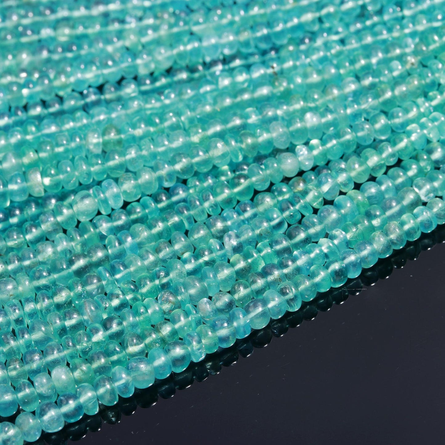 Natural Sky Blue Apatite Smooth Rondelle Bead 4-6 MM Apatite Smooth Bead 16" Strand Blue Apatite Rondelle Beads for Handmade Jewelry Making