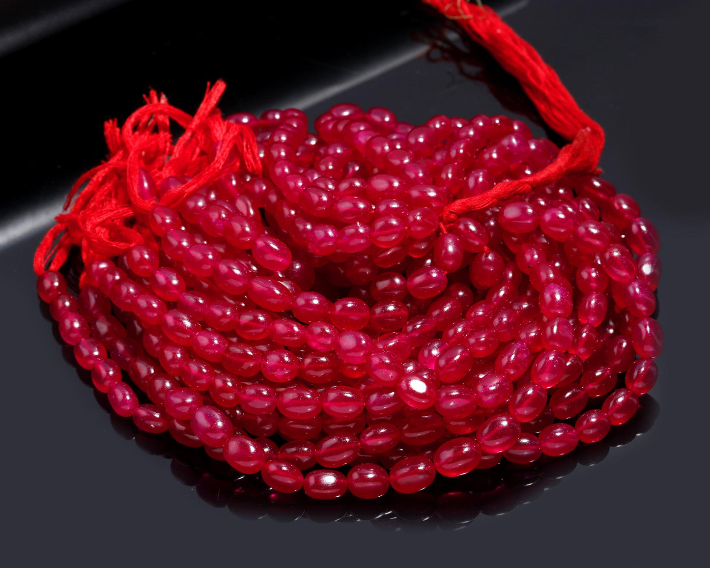 Ruby Quartz Smooth Oval Beads 8x10 - 9x11 MM Ruby Quartz Beads 12" Strand Ruby Quartz for Handmade Designer Jewelry Making Craft Supplies
