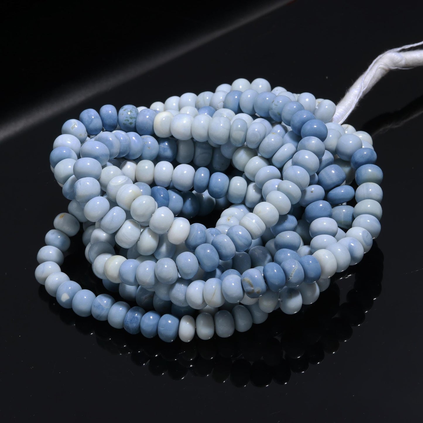 Blue Grey Smooth Beads Blue Grey Shaded Opal Smooth Rondelle Beads 9-10 MM Gemstone Smooth Beads for Handmade Jewelry Necklace Making Craft