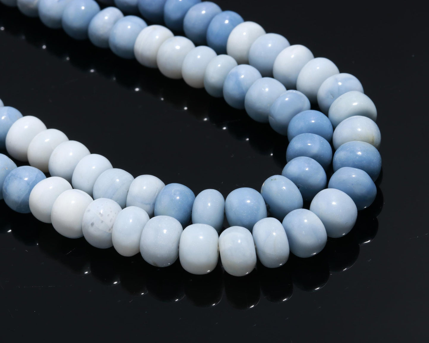 Blue Grey Smooth Beads Blue Grey Shaded Opal Smooth Rondelle Beads 9-10 MM Gemstone Smooth Beads for Handmade Jewelry Necklace Making Craft