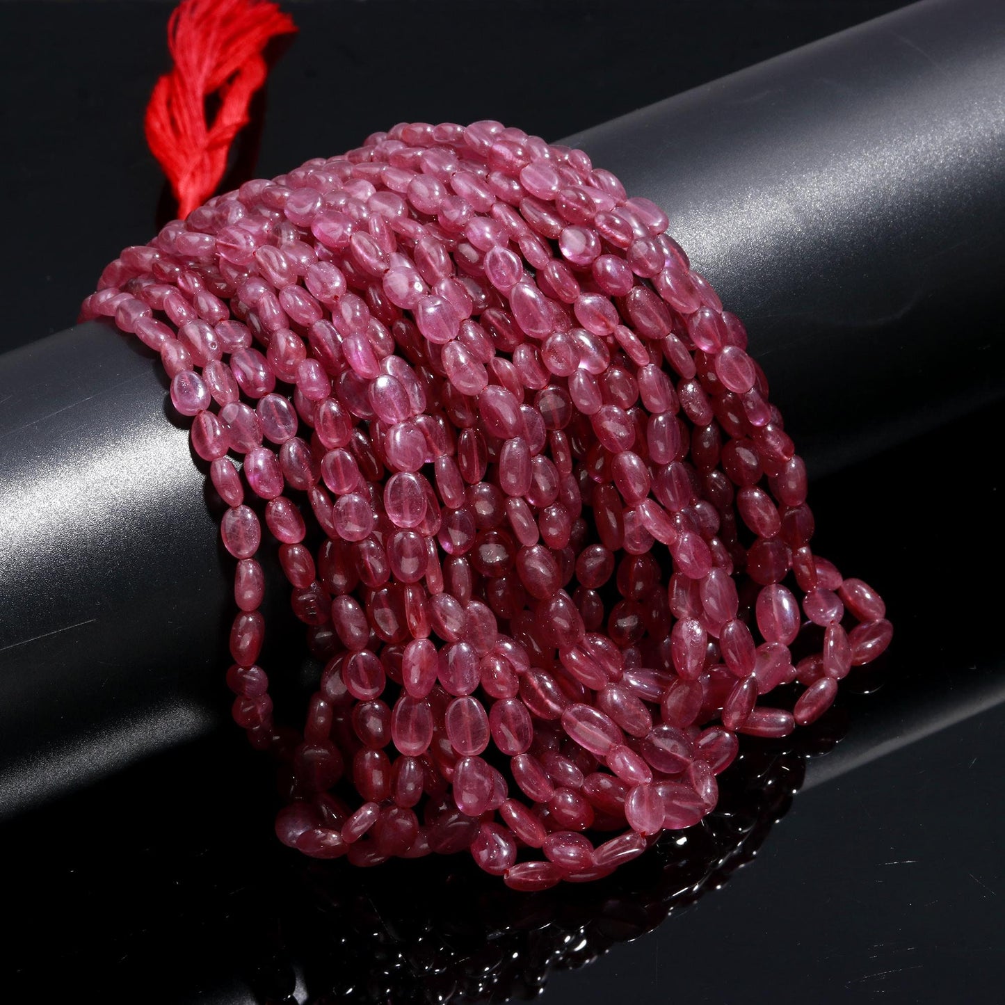 Ruby Smooth Oval Beads 6x8 - 7x10 MM Ruby Oval Smooth Beads 16" Strand Genuine Ruby Beads Plain Ruby Oval Beads for Designer Jewelry Making