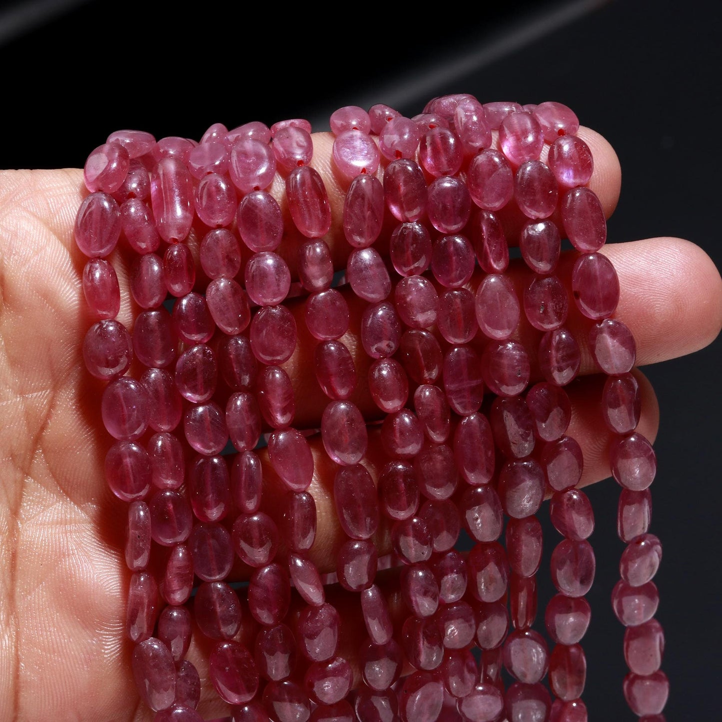 Ruby Smooth Oval Beads 6x8 - 7x10 MM Ruby Oval Smooth Beads 16" Strand Genuine Ruby Beads Plain Ruby Oval Beads for Designer Jewelry Making