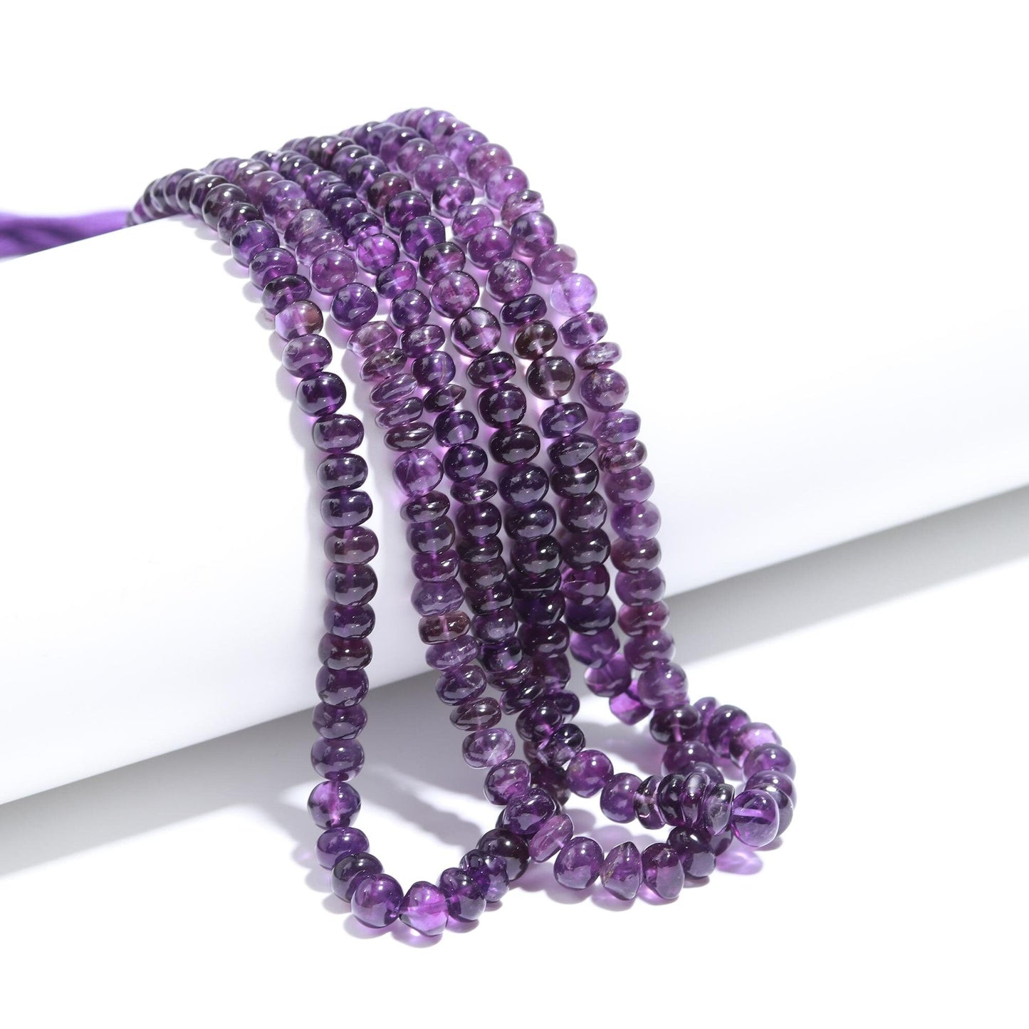 AAA Natural Amethyst Smooth Rondelle Beads 5-7 MM African Amethyst Smooth Rondelle Beads Blue Amethyst Beads