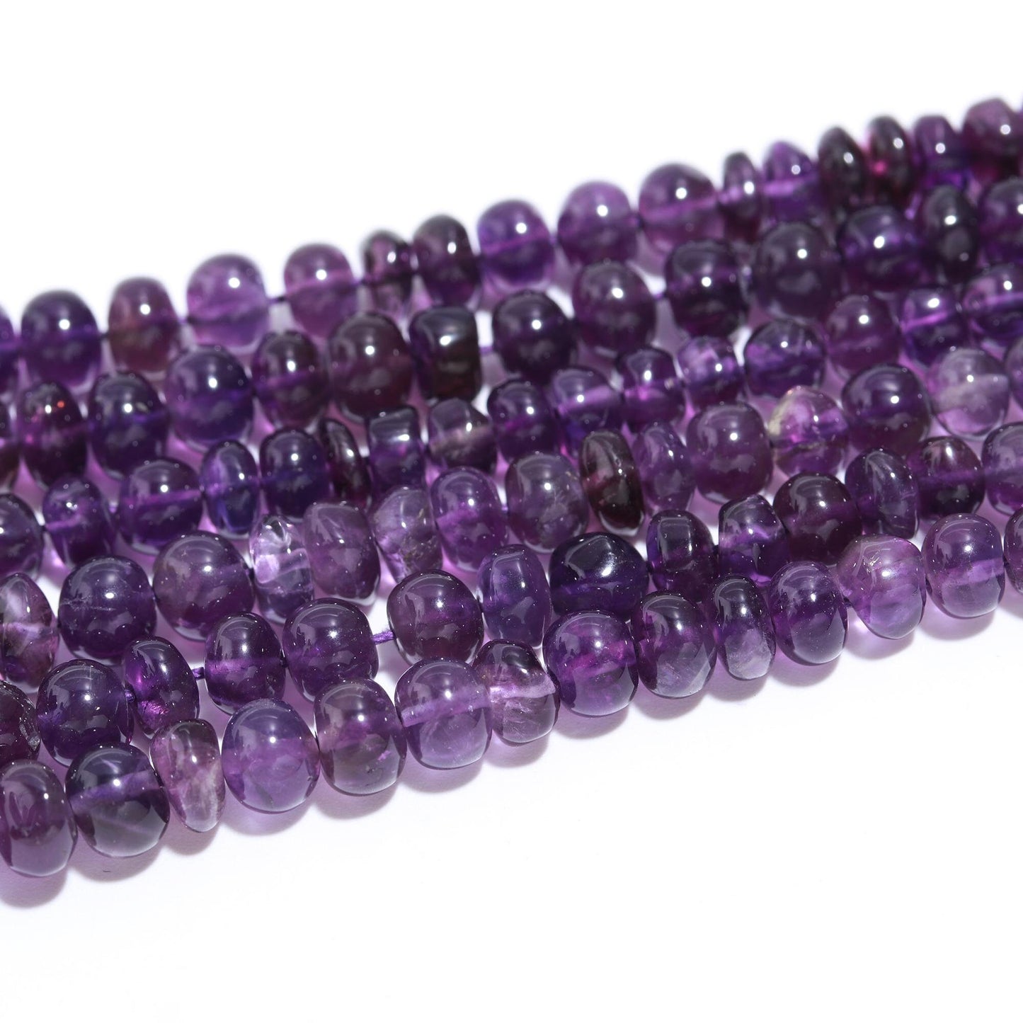 AAA Natural Amethyst Smooth Rondelle Beads 5-7 MM African Amethyst Smooth Rondelle Beads Blue Amethyst Beads