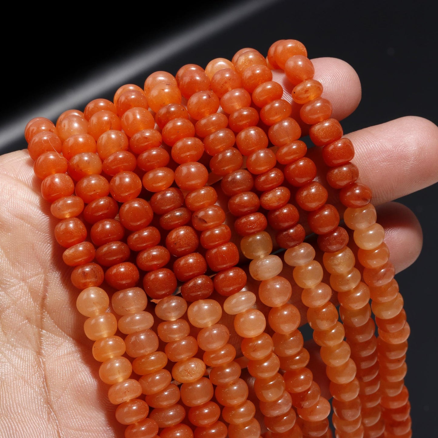 Extremely Rare Fanta Aventurine Smooth Rondelle Bead 7-8 MM Natural Aventurine Plain Bead 16" Strand Shaded Orange Aventurine Rondelle Bead