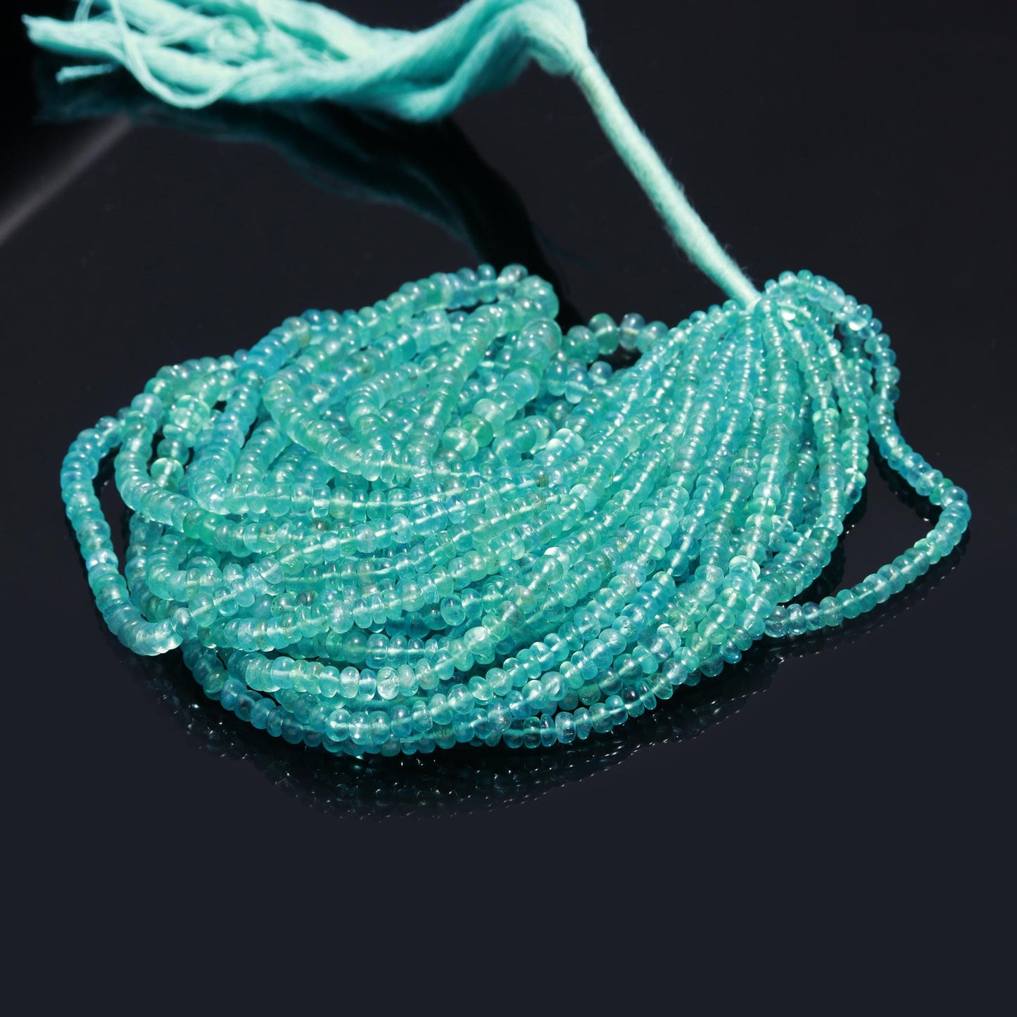 Natural Sky Blue Apatite Smooth Rondelle Bead 4-6 MM Apatite Smooth Bead 16" Strand Blue Apatite Rondelle Beads for Handmade Jewelry Making