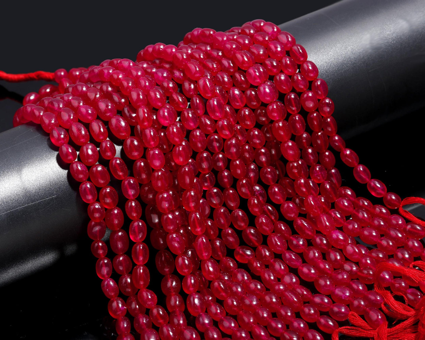 Ruby Quartz Smooth Oval Beads 8x10 - 9x11 MM Ruby Quartz Beads 12" Strand Ruby Quartz for Handmade Designer Jewelry Making Craft Supplies