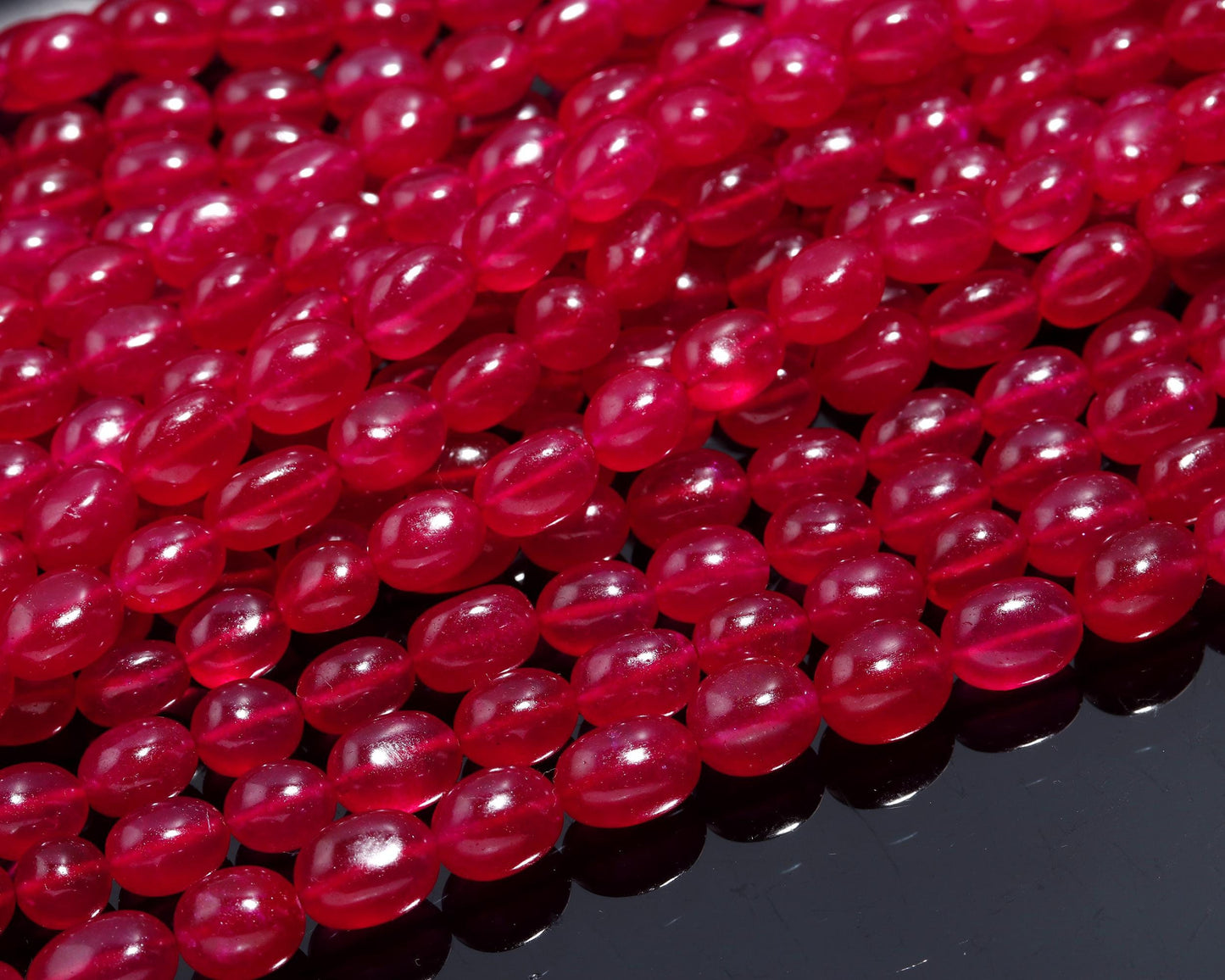 Ruby Quartz Smooth Oval Beads 8x10 - 9x11 MM Ruby Quartz Beads 12" Strand Ruby Quartz for Handmade Designer Jewelry Making Craft Supplies