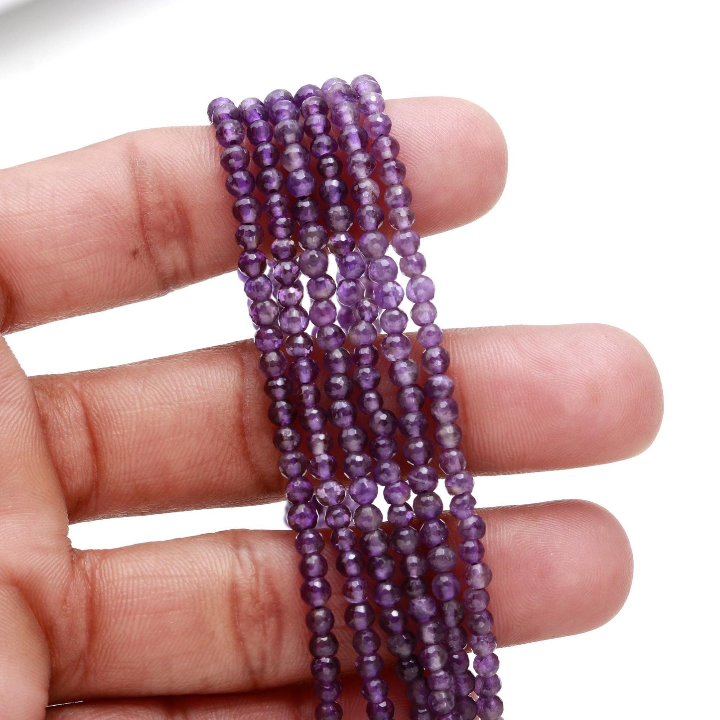 Amethyst Faceted Round Beads Natural Amethyst Faceted Rondelle 3-3.5 MM Beads for Handmade Designer Jewelry Necklace Bracelet Making Craft