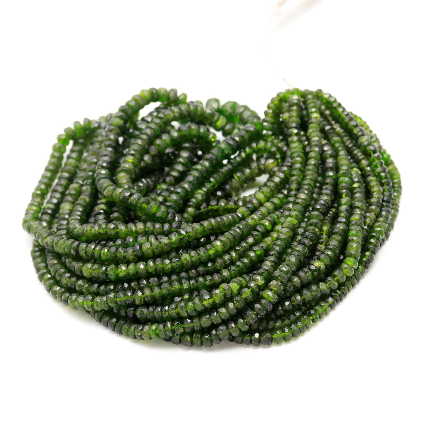 AAA+ Natural Chrome Diopside Faceted Rondelle Beads 4-6 MM Natural Green Chrome Diopside Rondelle 16" Strand for Handmade Designer Jewelry