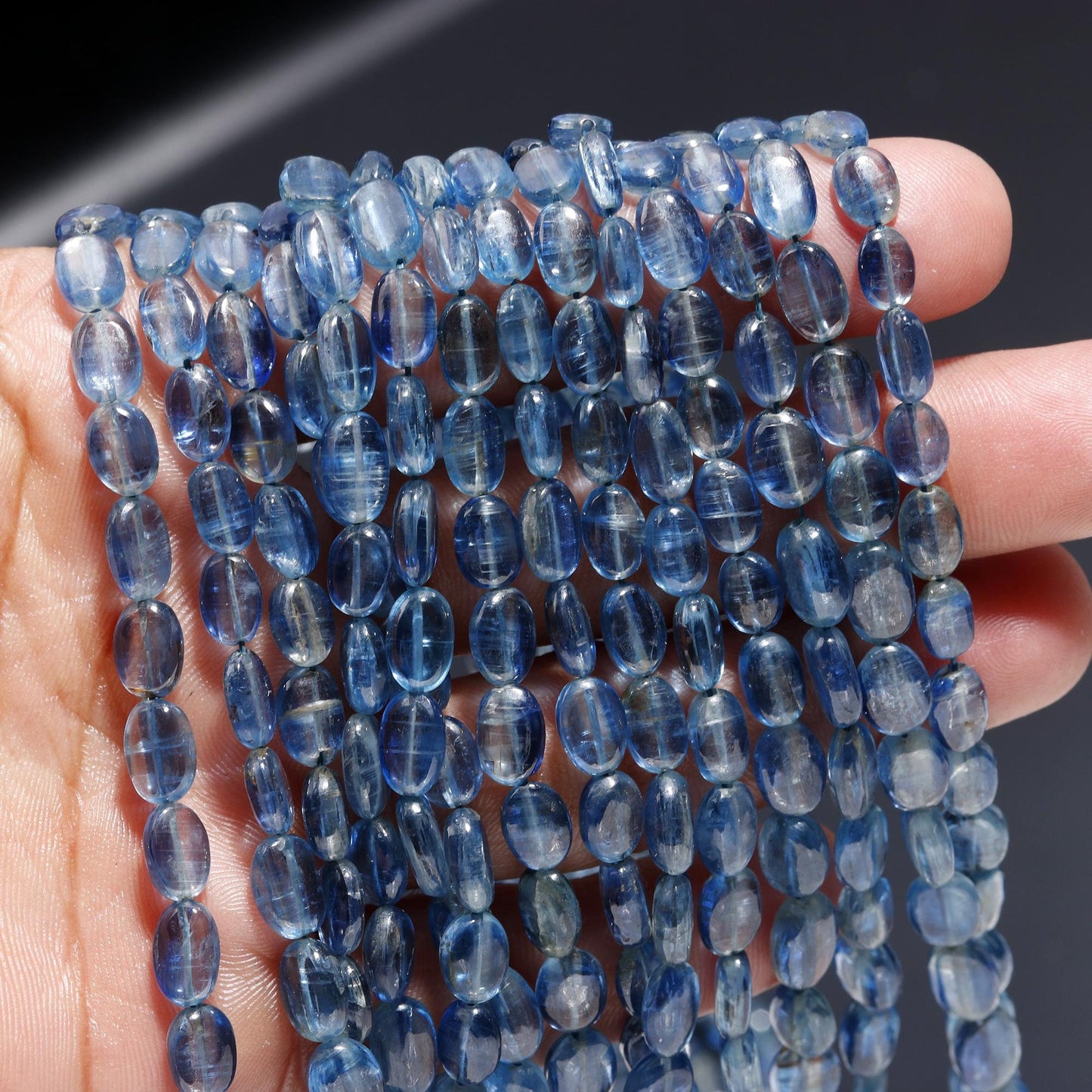 Natural Kyanite Precious Gemstone Kyanite Smooth Oval Beads 5x7-6x9 MM Oval Beads 16" Strand for Exclusive Handmade Designer Jewelry Making