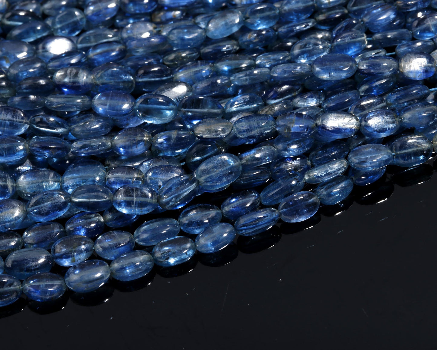 Natural Kyanite Precious Gemstone Kyanite Smooth Oval Beads 5x7-6x9 MM Oval Beads 16" Strand for Exclusive Handmade Designer Jewelry Making