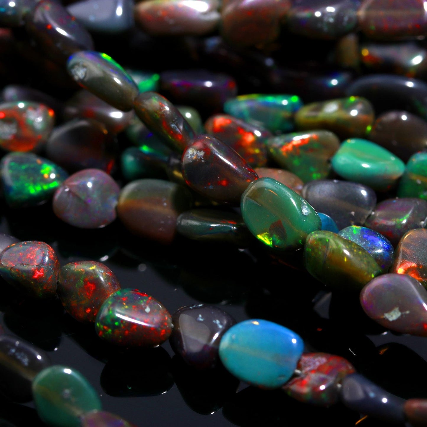 Black Ethiopian Opal Smooth Nuggets Bead Natural Flashy Ethiopian Opal Tumble Beads Super Ethiopian Opal Nuggets for Designer Jewelry Making