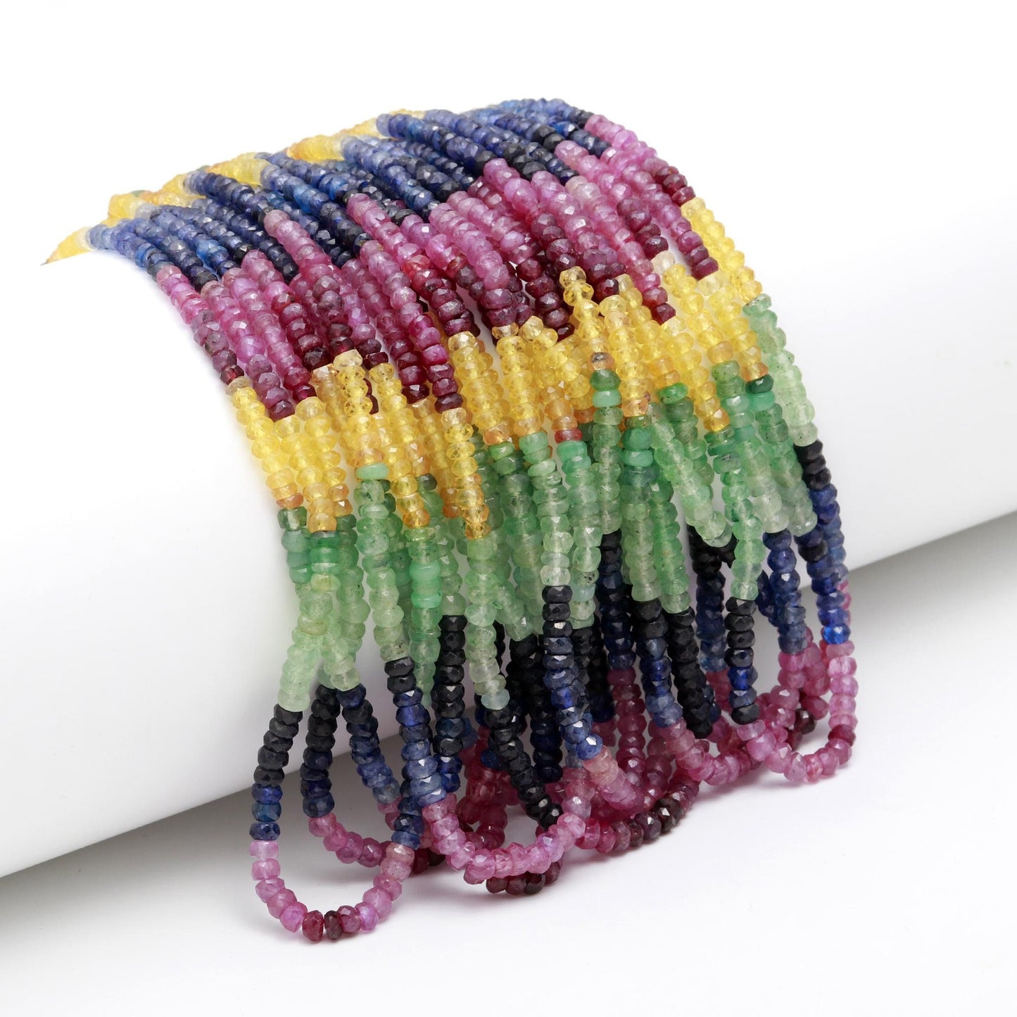 AAA Multi Precious Faceted Rondelle Beads, 3-4 MM Multi Sapphire Rondelle Beads, 16" Rondelle Ruby Beads Emerald Beads Sapphire Beads