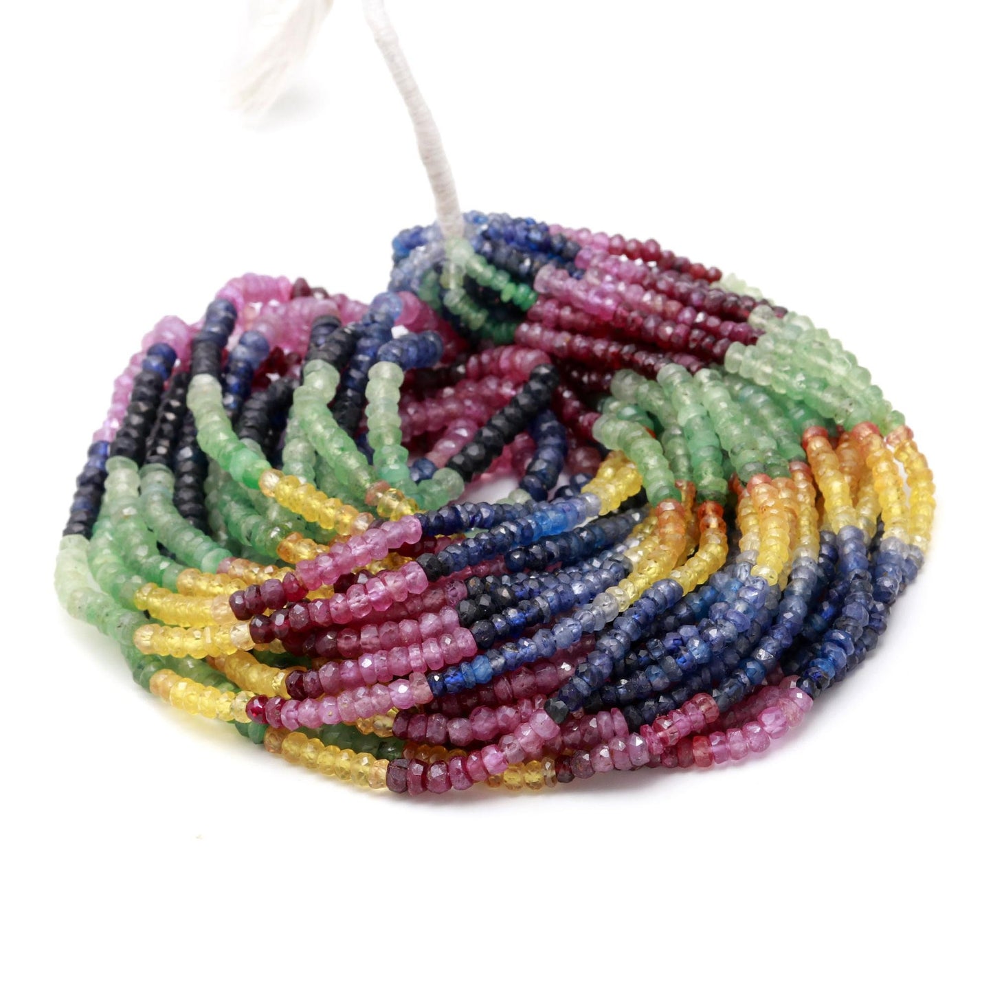 AAA Multi Precious Faceted Rondelle Beads, 3-4 MM Multi Sapphire Rondelle Beads, 16" Rondelle Ruby Beads Emerald Beads Sapphire Beads