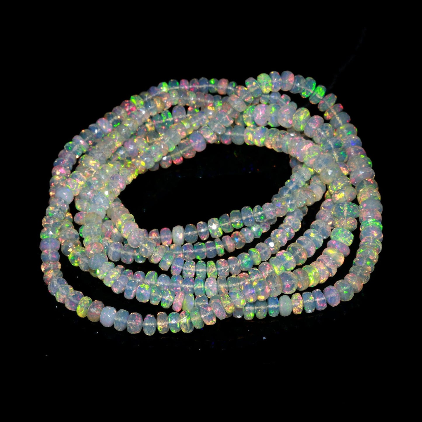 Top Quality Ethiopian Opal Faceted Rondelle Beads 4-6 MM Natural Flashy Ethiopian Opal Rondelle Faceted Beads, 16” Multi Colour Flashy Opal