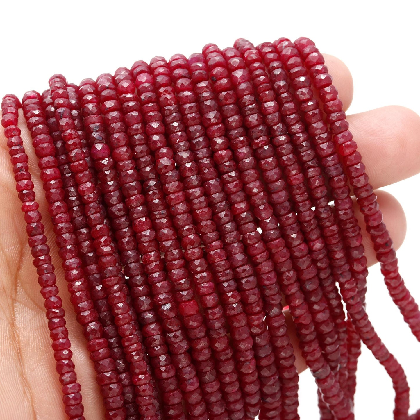 AAA+ Ruby Faceted Rondelle Beads 4-5 MM Natural Ruby Corundum Faceted Beads for Handmade Designer Jewelry Making Craft & Bijoux Supplies