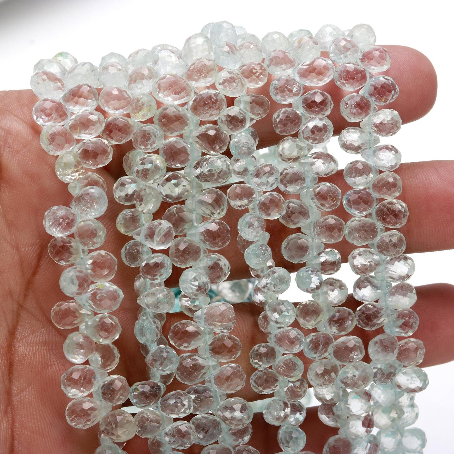 Aquamarine Faceted Tear Drop Beads 5x7 - 6x8 MM Aquamarine Beads Blue Aqua Tear Shape Beads for Handmade Designer Jewelry Making Craft